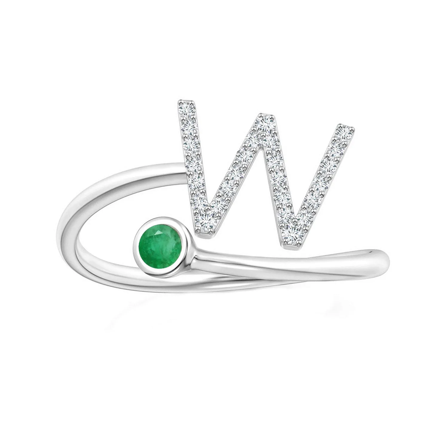 Initials Emerald Alphabet Ring