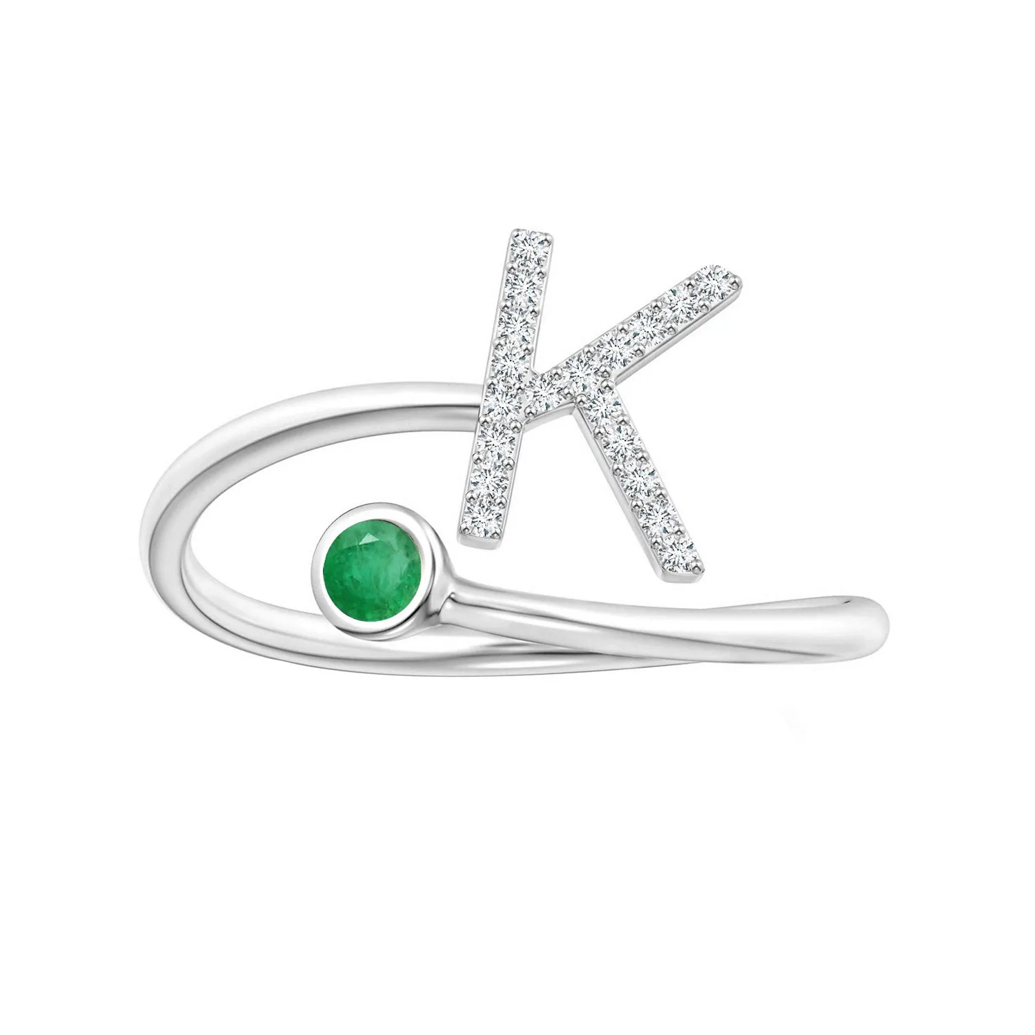 Initials Emerald Alphabet Ring