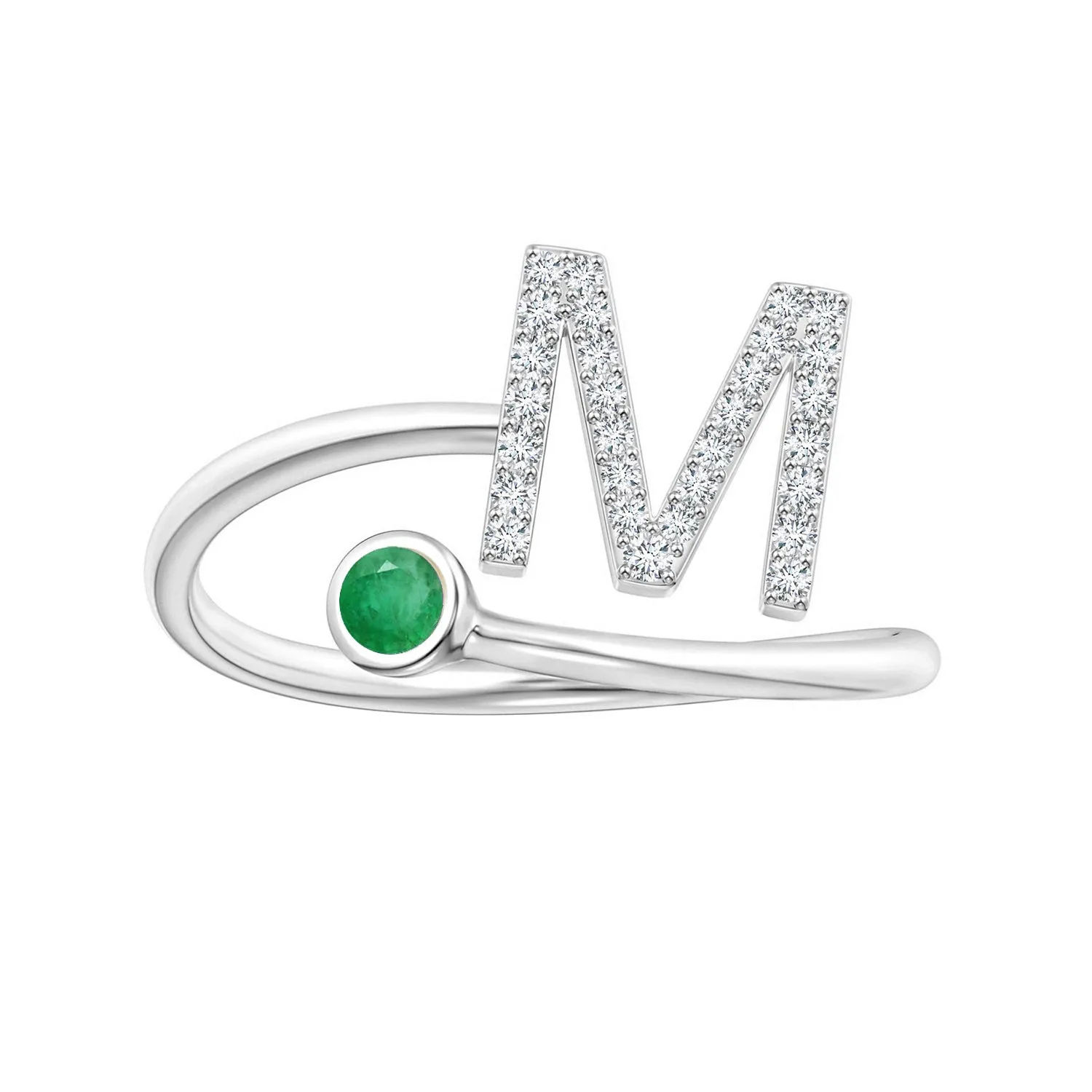 Initials Emerald Alphabet Ring