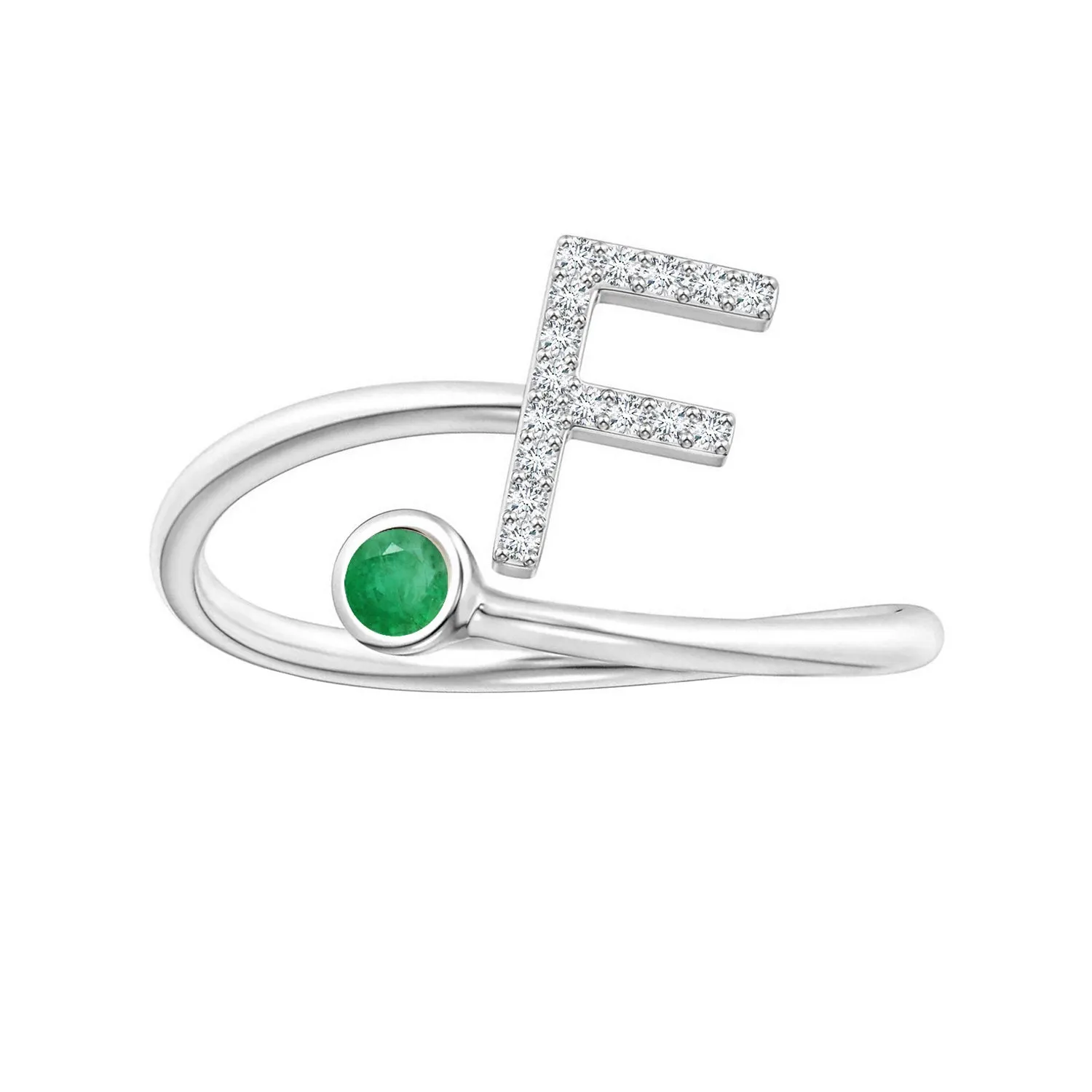 Initials Emerald Alphabet Ring