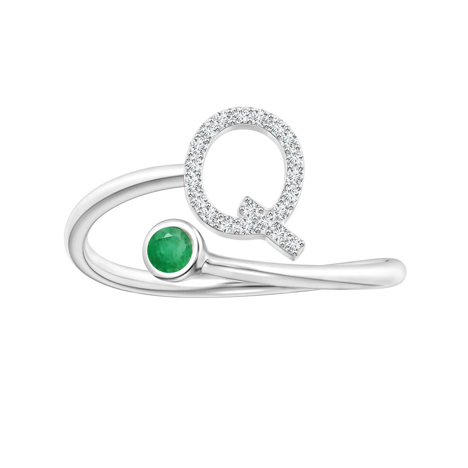 Initials Emerald Alphabet Ring