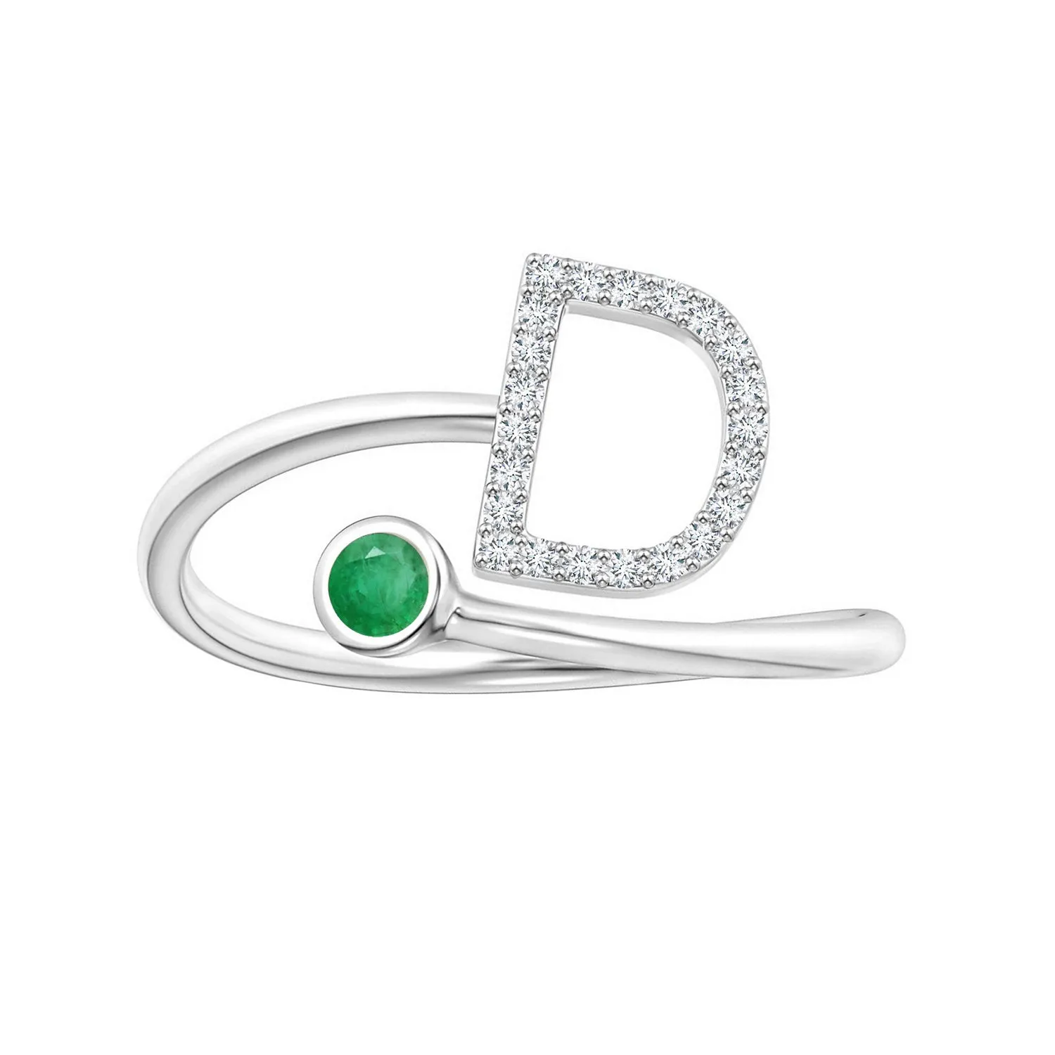 Initials Emerald Alphabet Ring