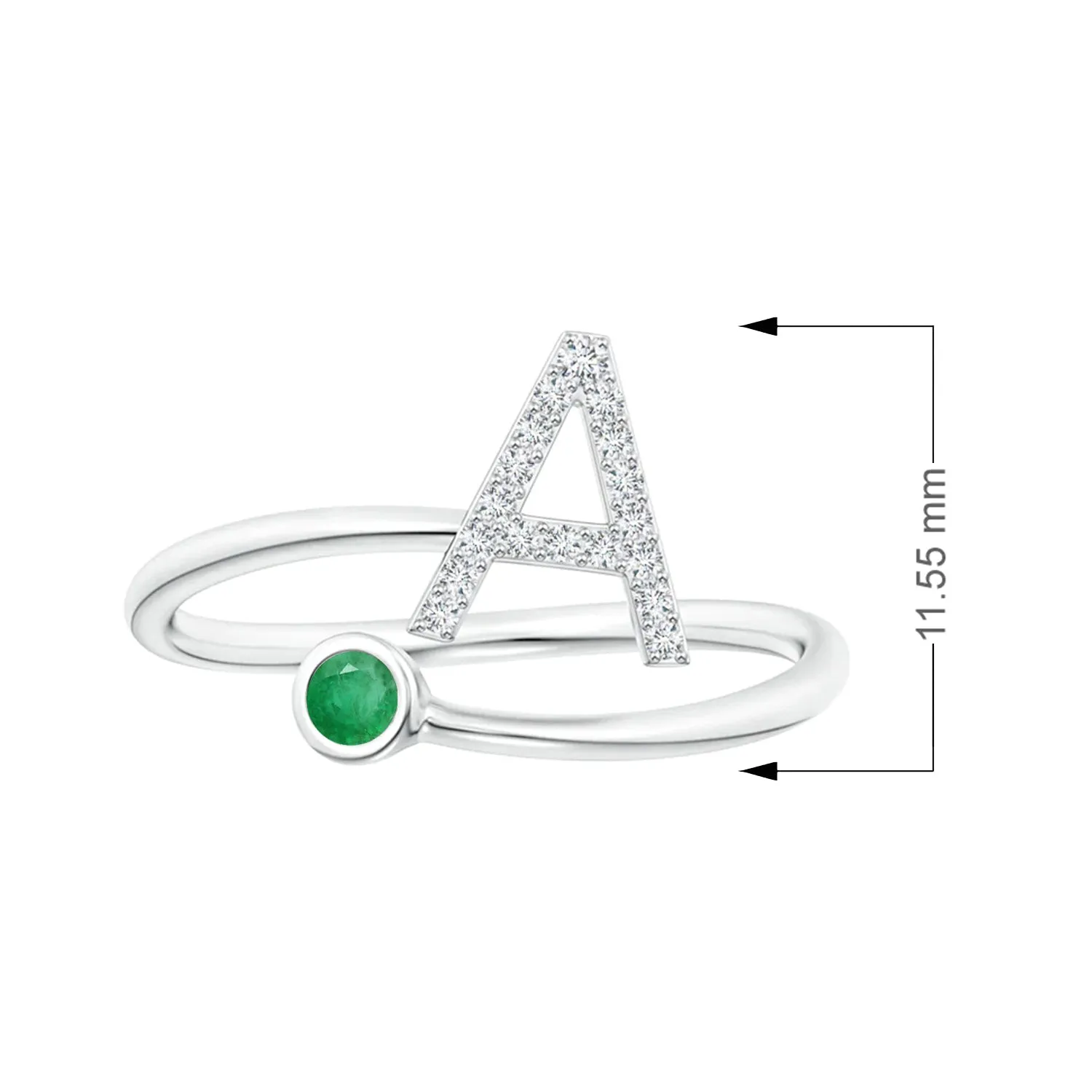Initials Emerald Alphabet Ring