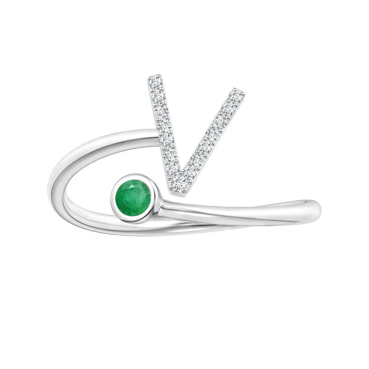 Initials Emerald Alphabet Ring