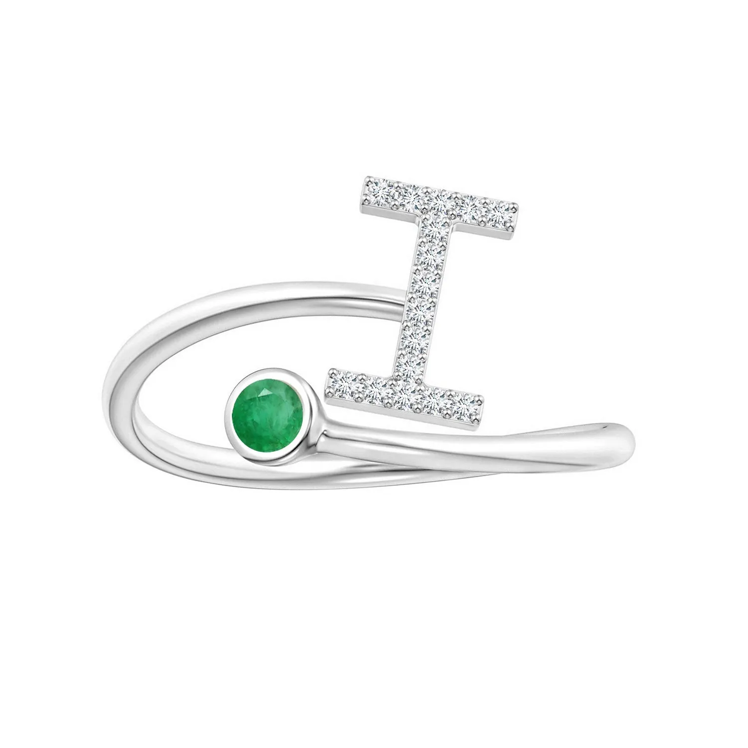 Initials Emerald Alphabet Ring
