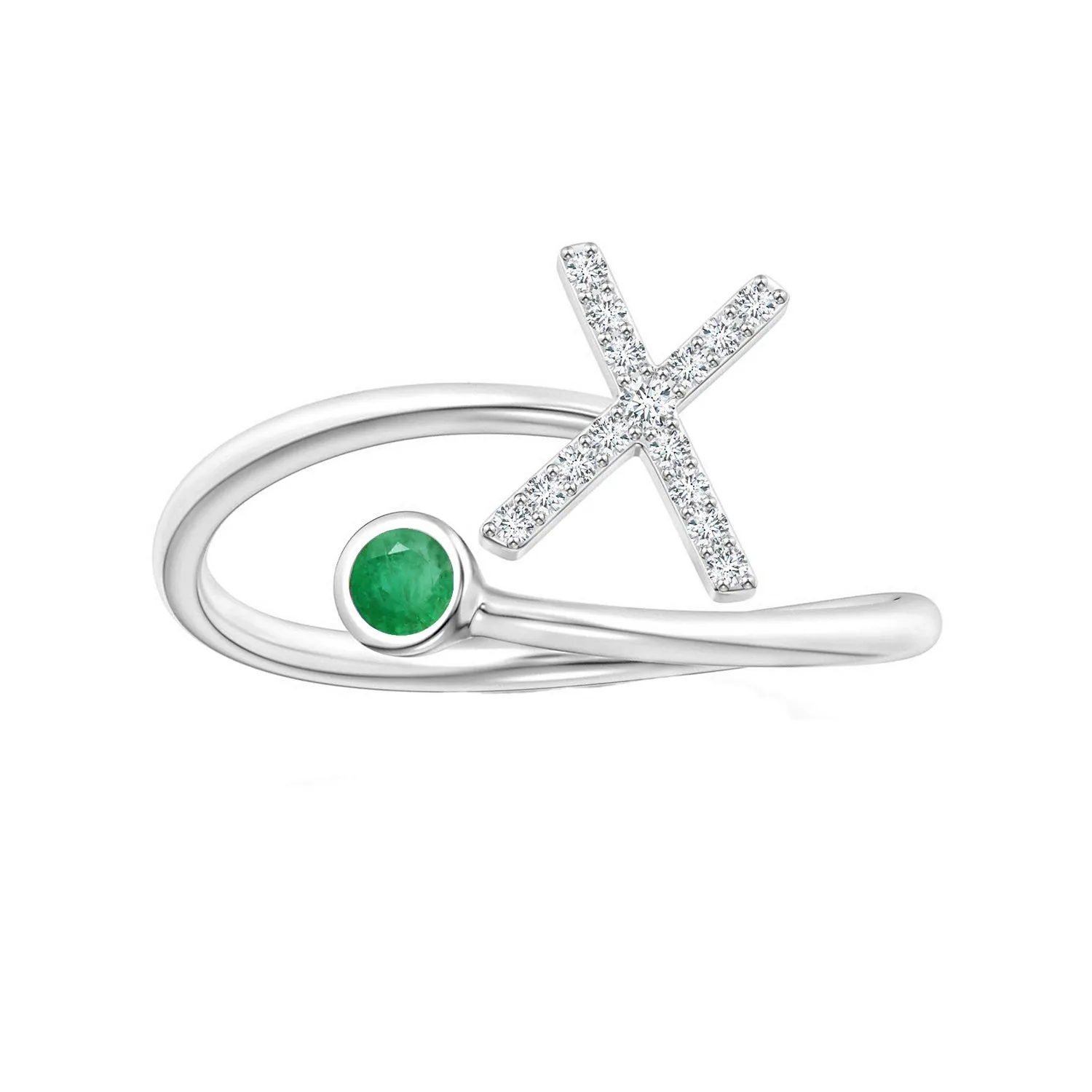 Initials Emerald Alphabet Ring