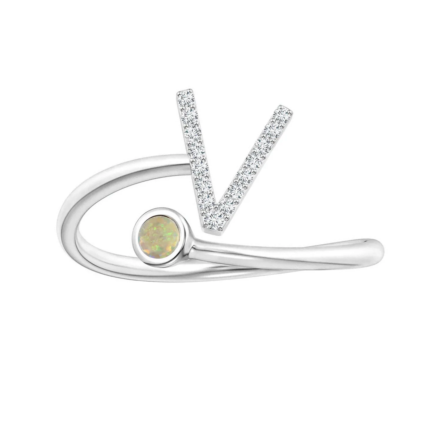 Initials Ethiopian Opal Alphabet Ring
