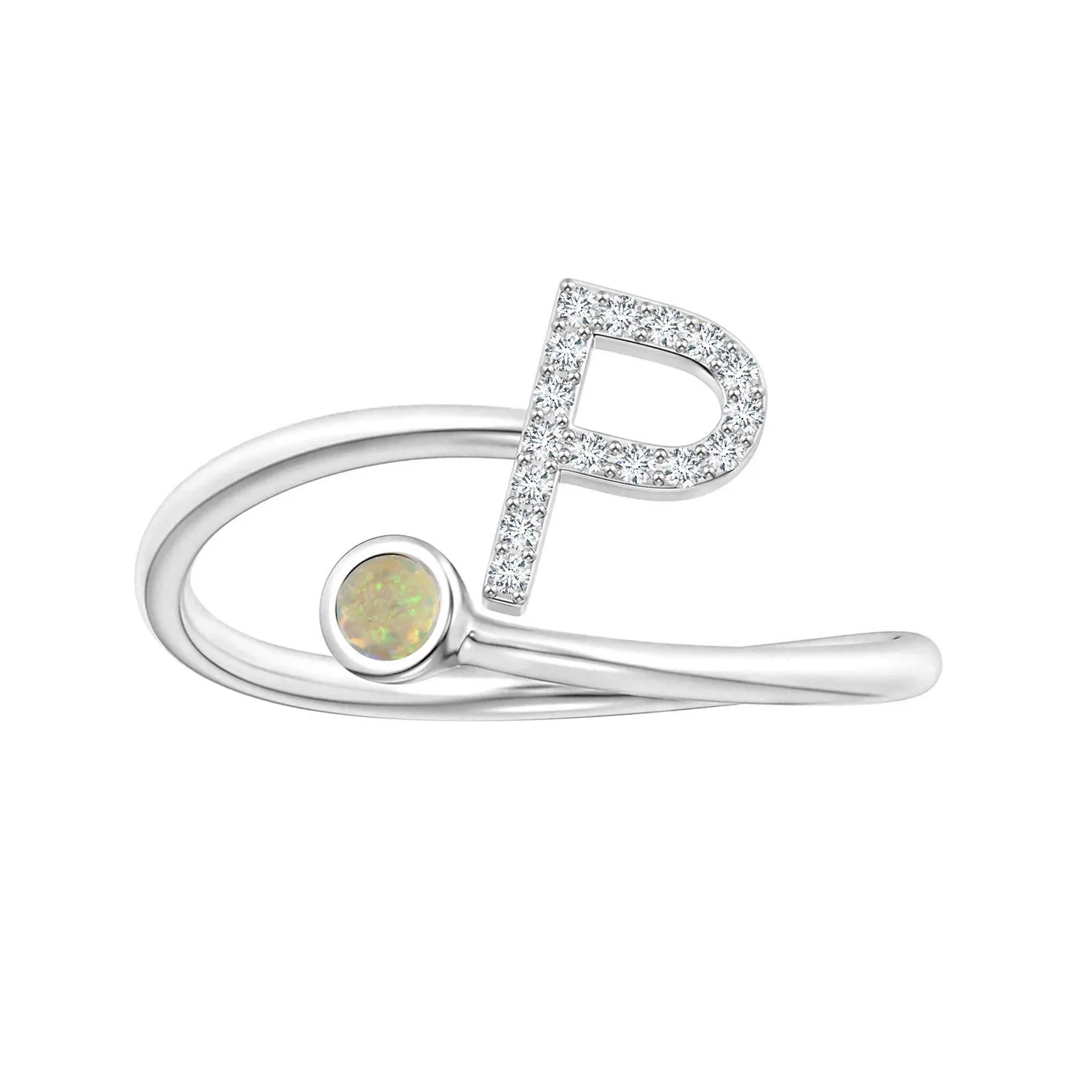 Initials Ethiopian Opal Alphabet Ring