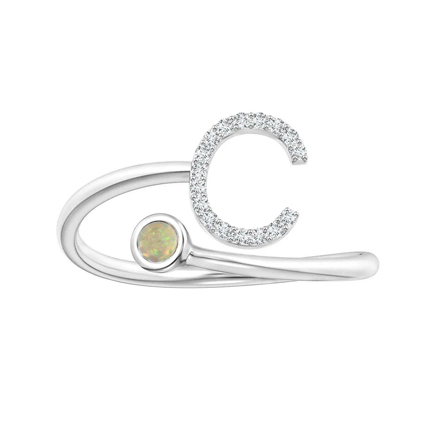 Initials Ethiopian Opal Alphabet Ring