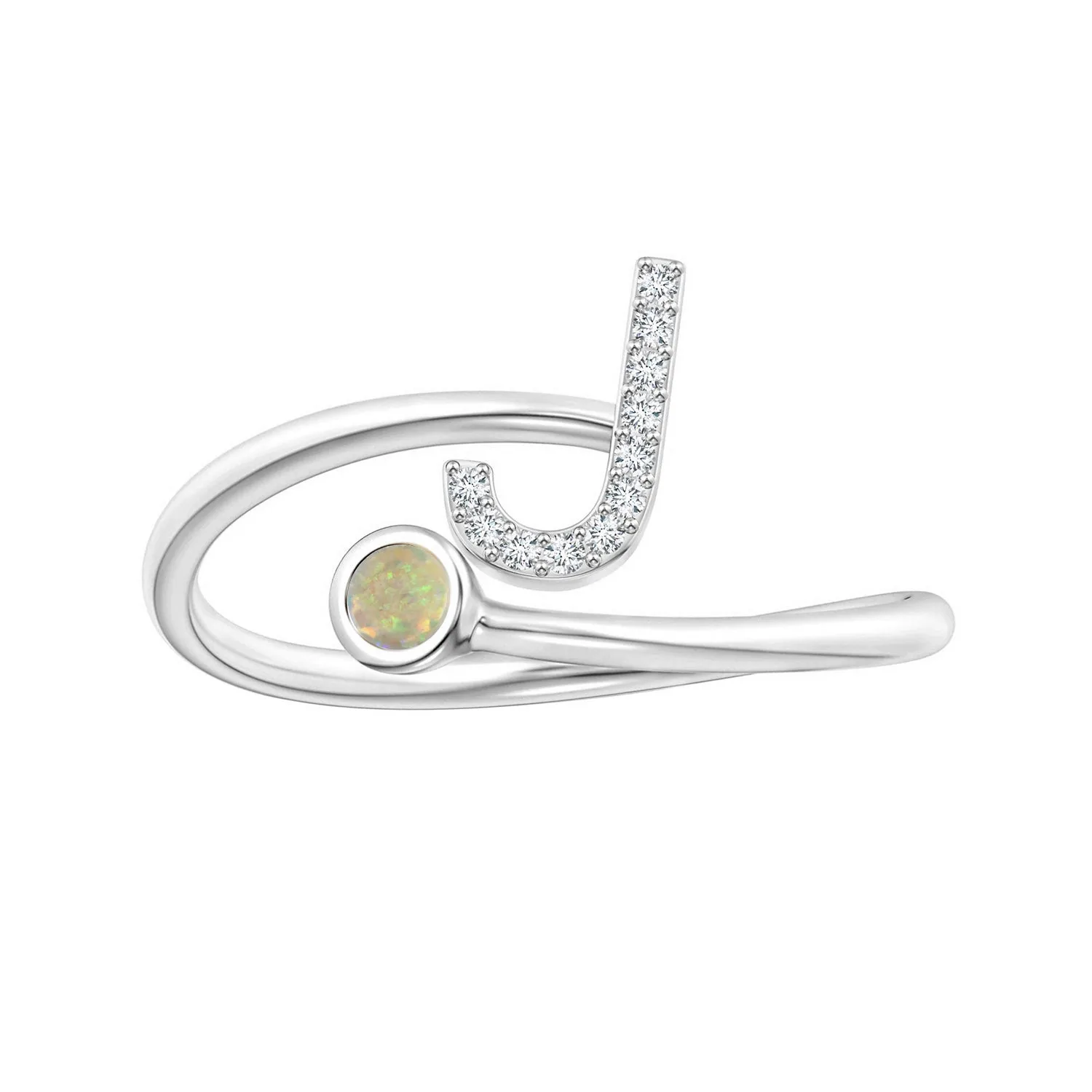 Initials Ethiopian Opal Alphabet Ring