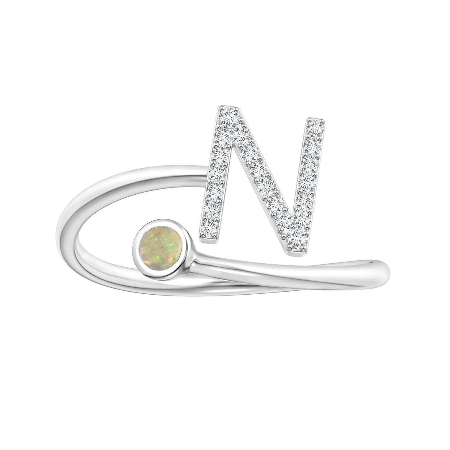Initials Ethiopian Opal Alphabet Ring