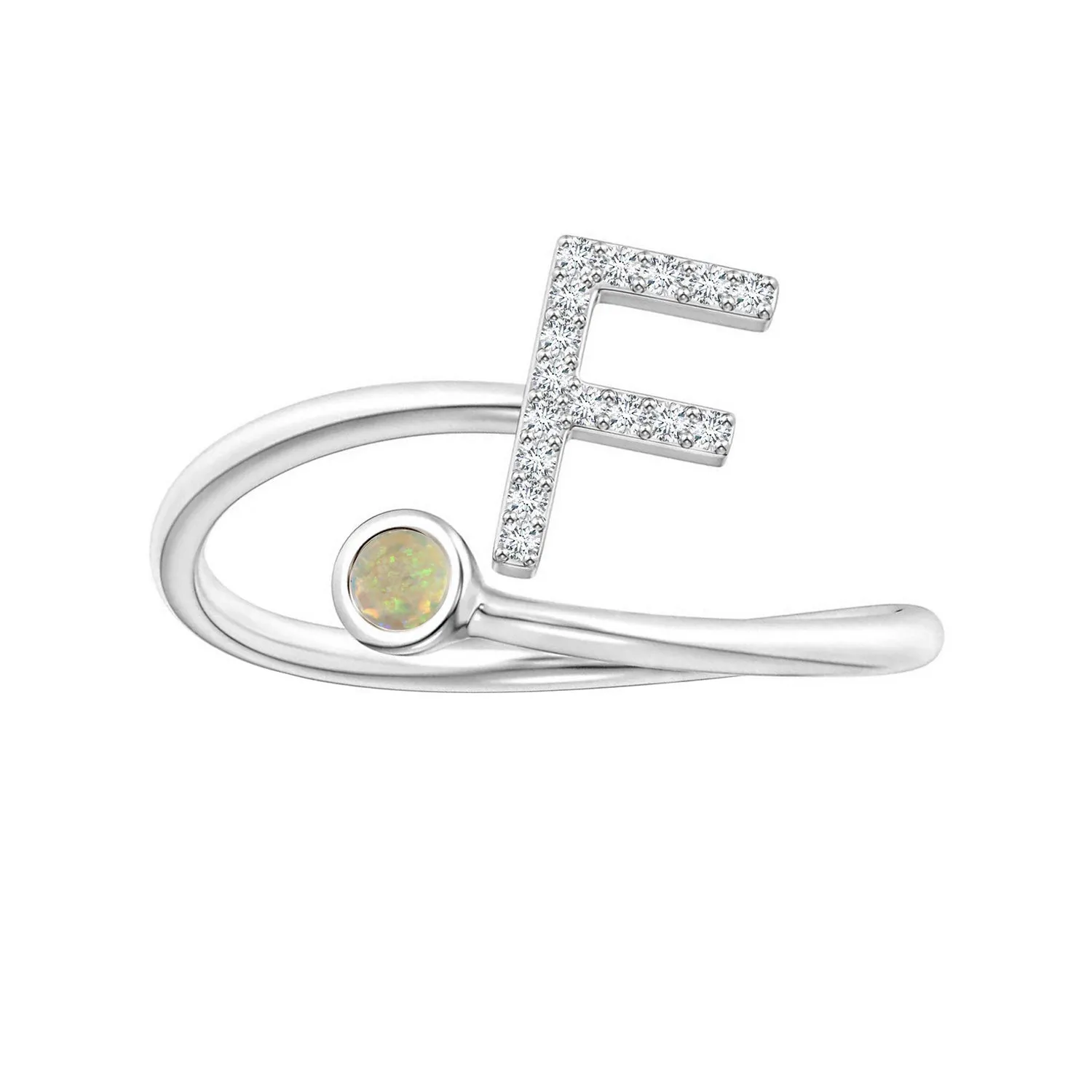 Initials Ethiopian Opal Alphabet Ring
