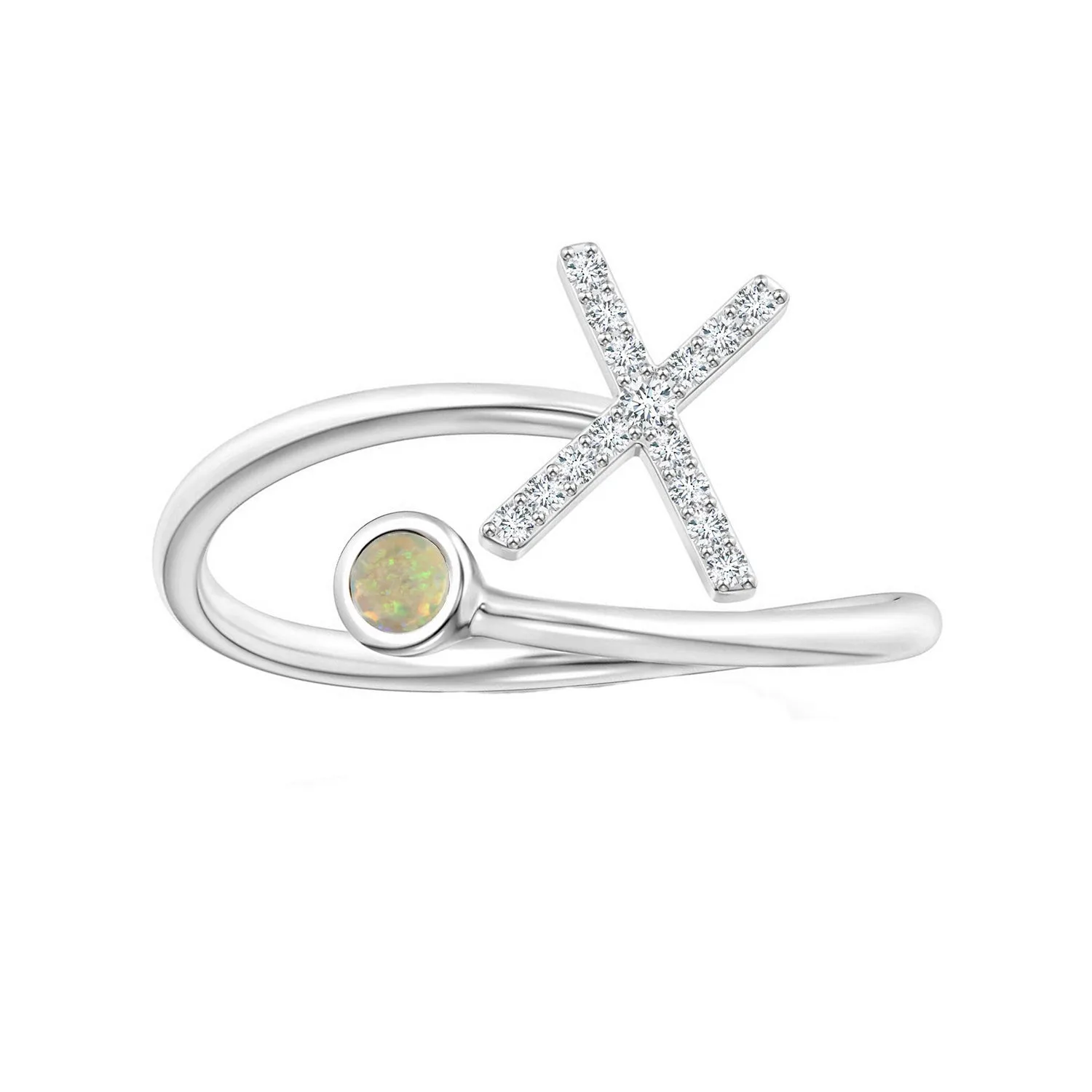 Initials Ethiopian Opal Alphabet Ring