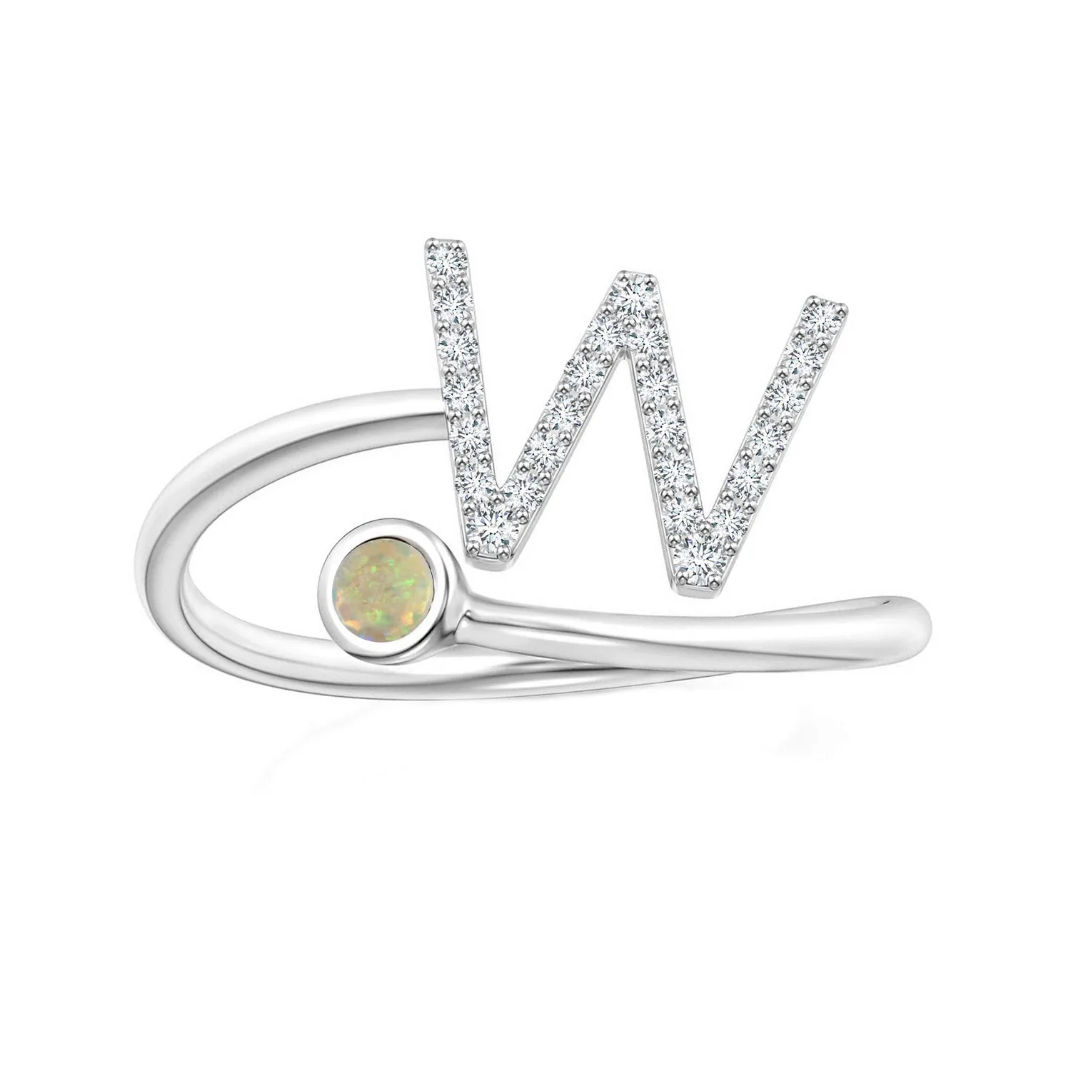 Initials Ethiopian Opal Alphabet Ring