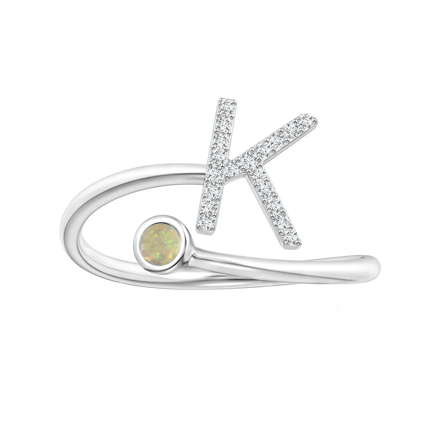 Initials Ethiopian Opal Alphabet Ring