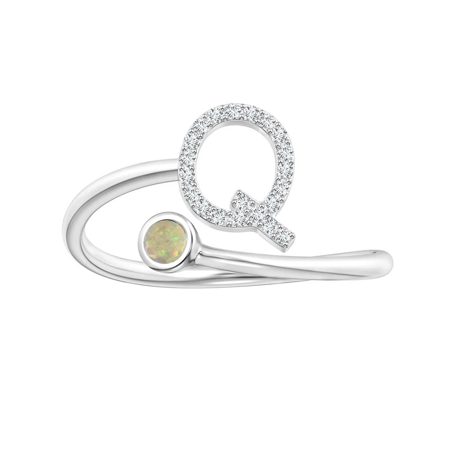 Initials Ethiopian Opal Alphabet Ring