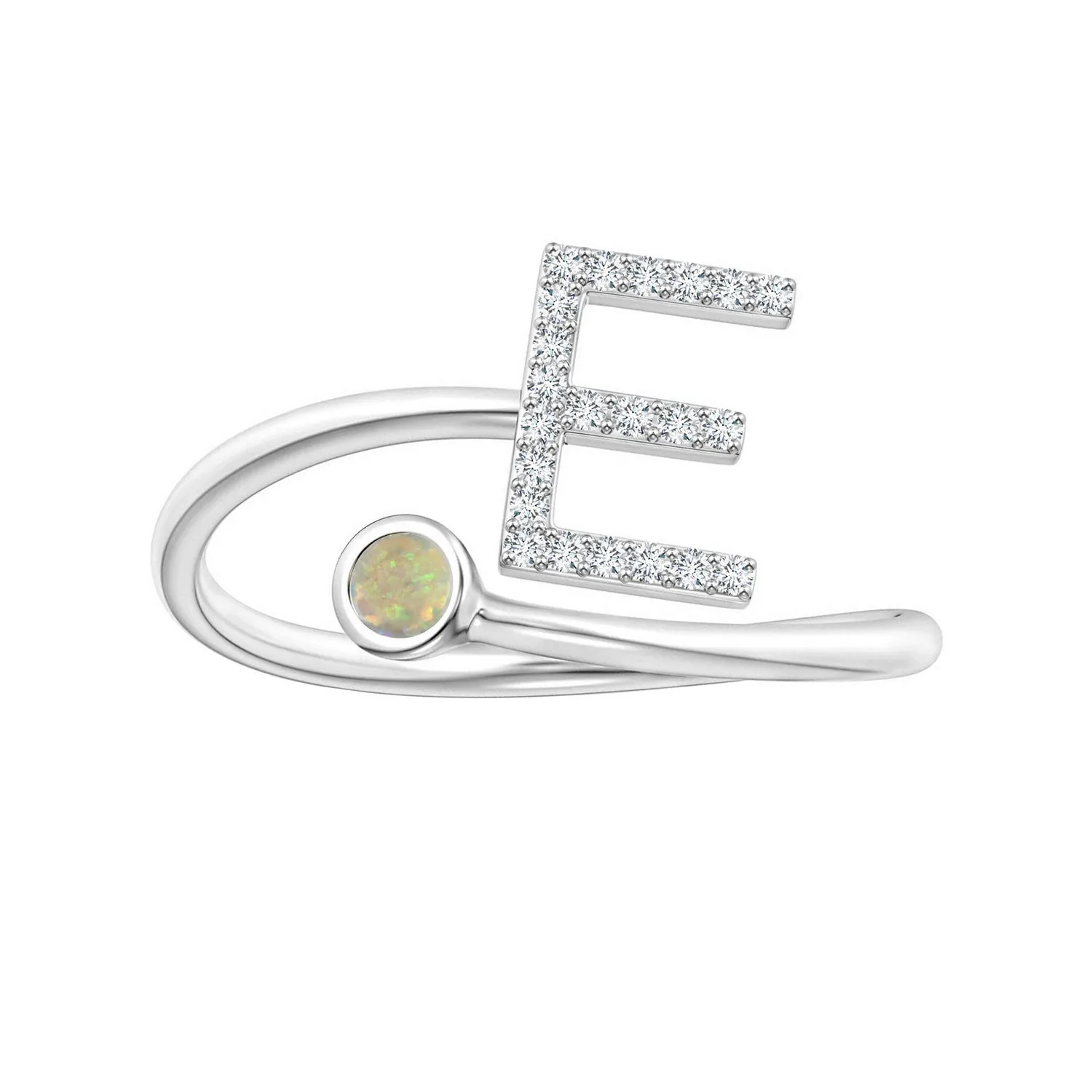 Initials Ethiopian Opal Alphabet Ring