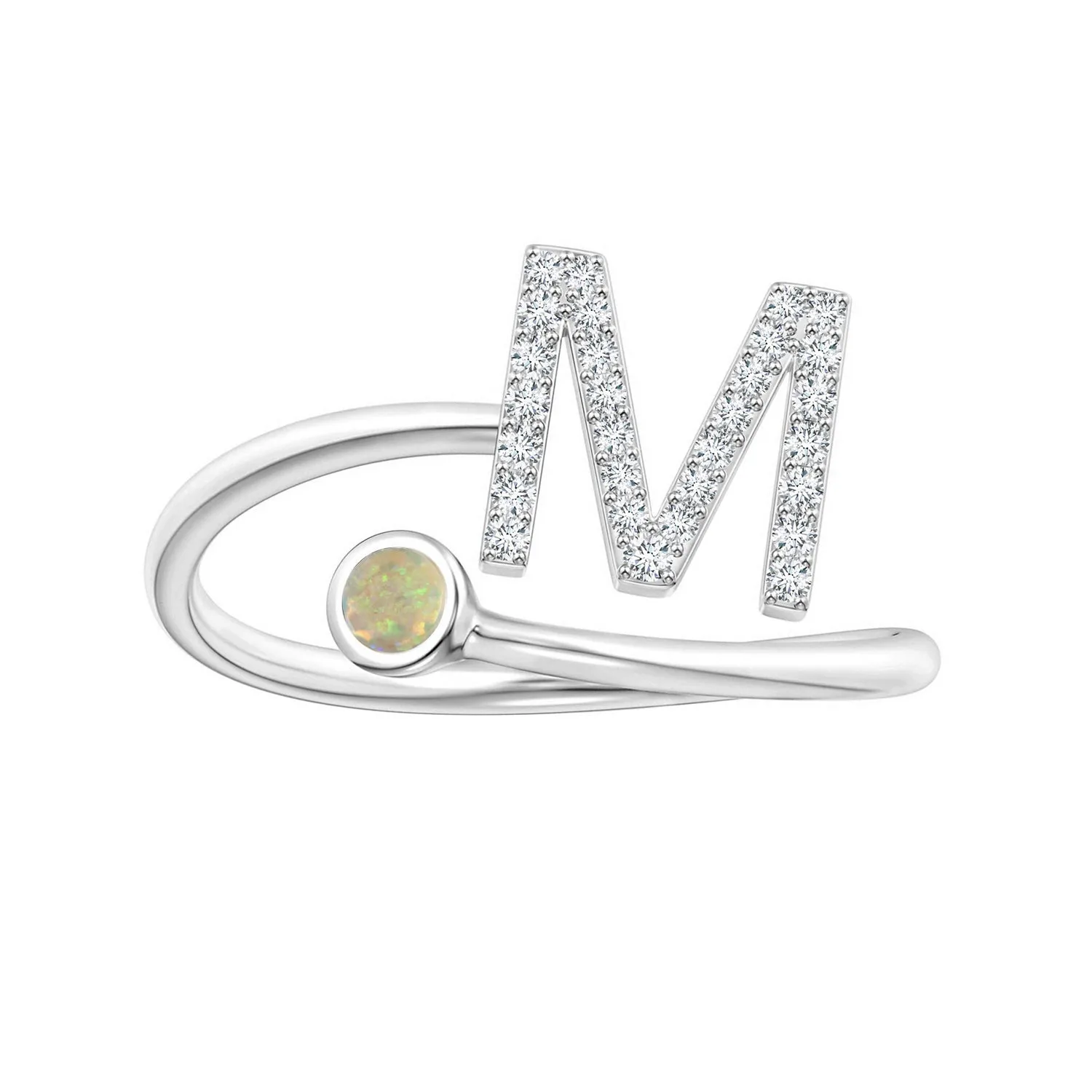 Initials Ethiopian Opal Alphabet Ring