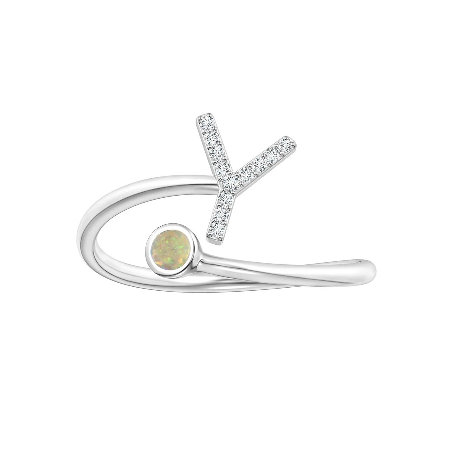 Initials Ethiopian Opal Alphabet Ring