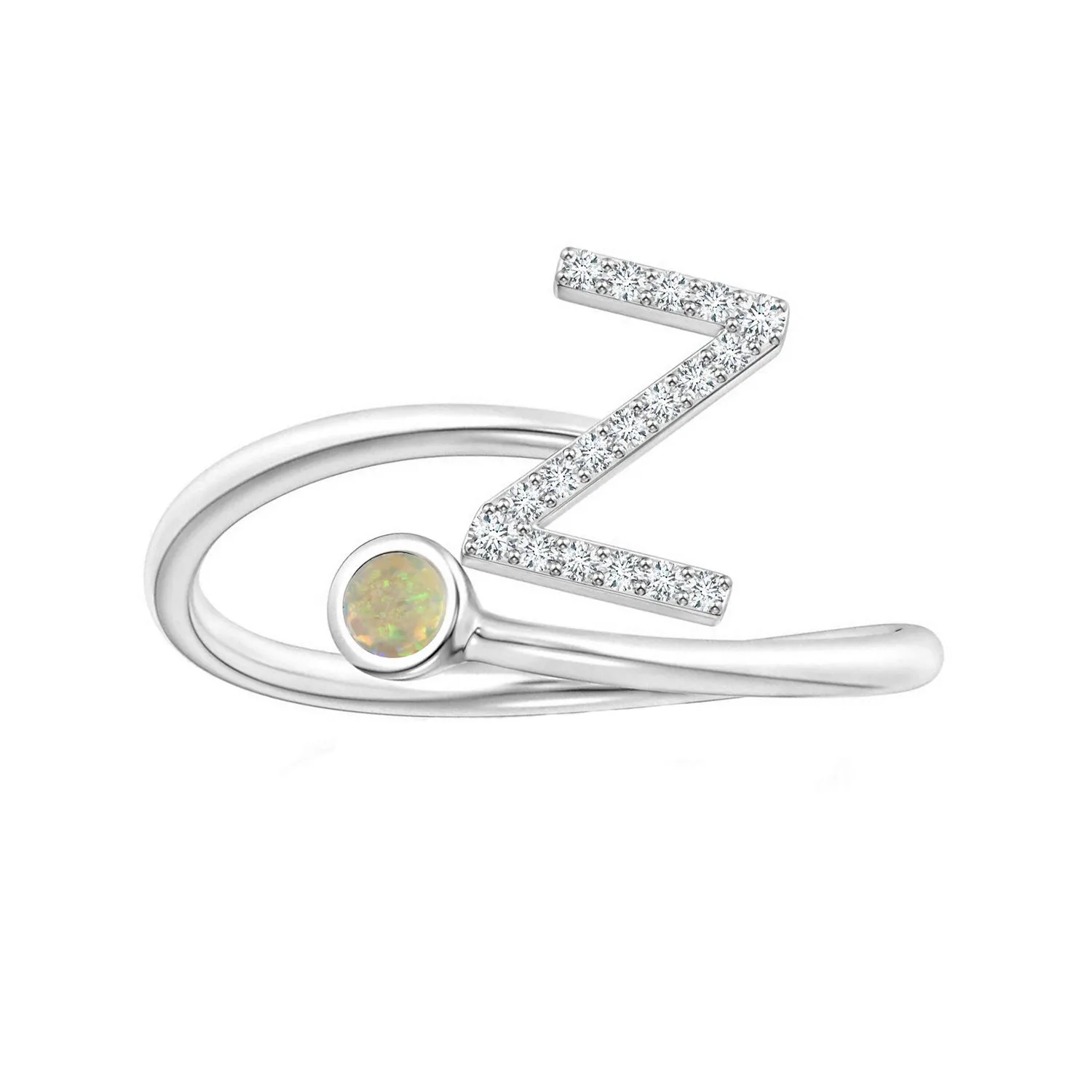 Initials Ethiopian Opal Alphabet Ring