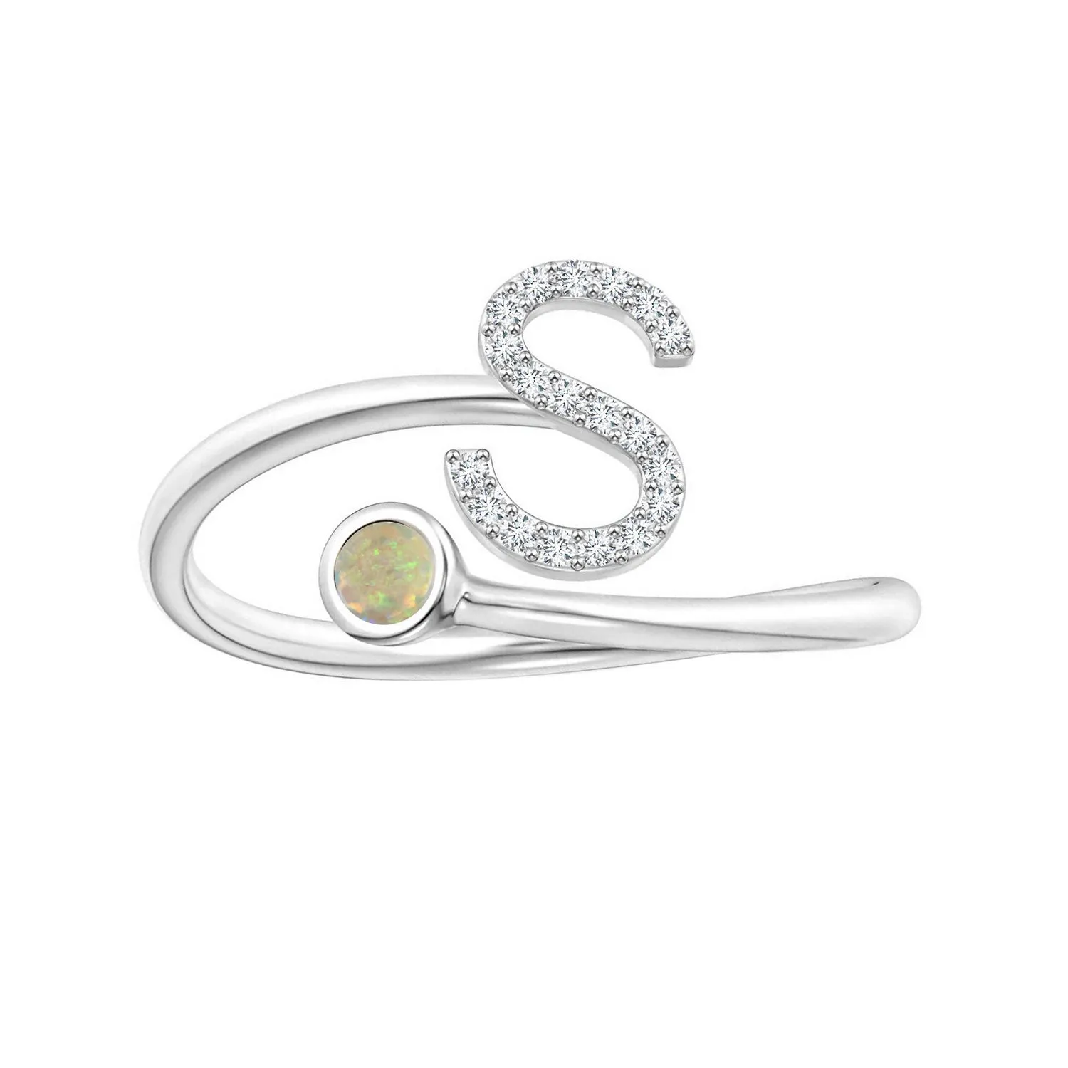 Initials Ethiopian Opal Alphabet Ring