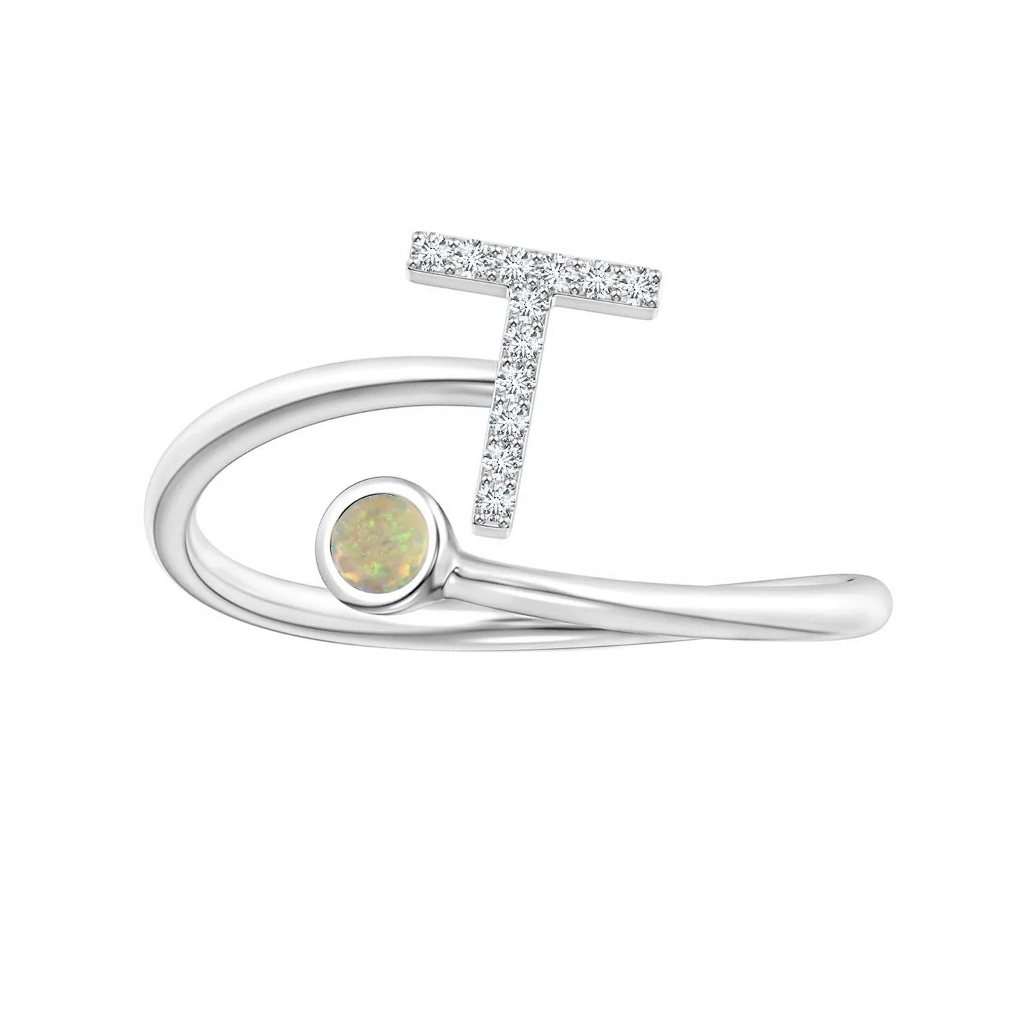 Initials Ethiopian Opal Alphabet Ring
