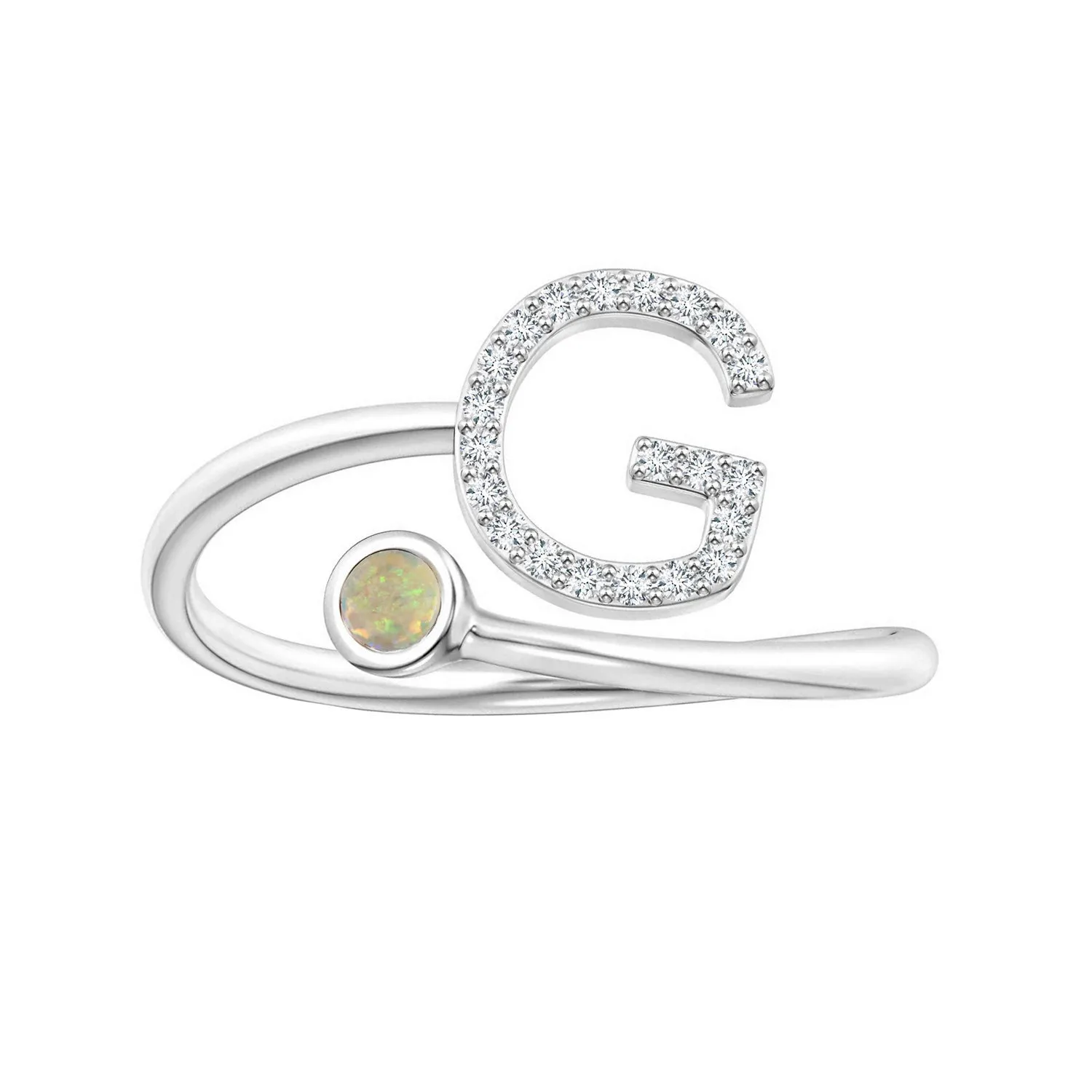 Initials Ethiopian Opal Alphabet Ring