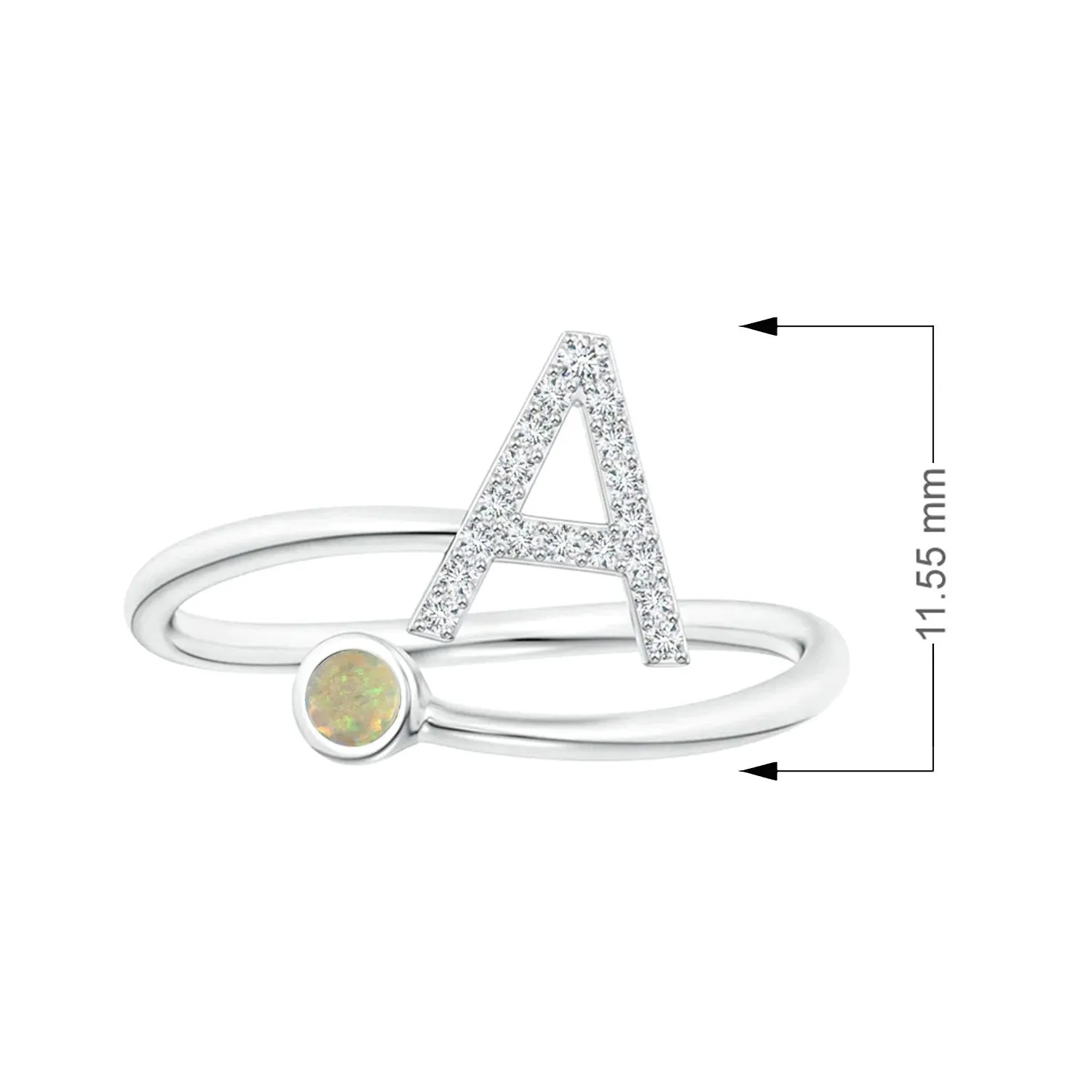 Initials Ethiopian Opal Alphabet Ring