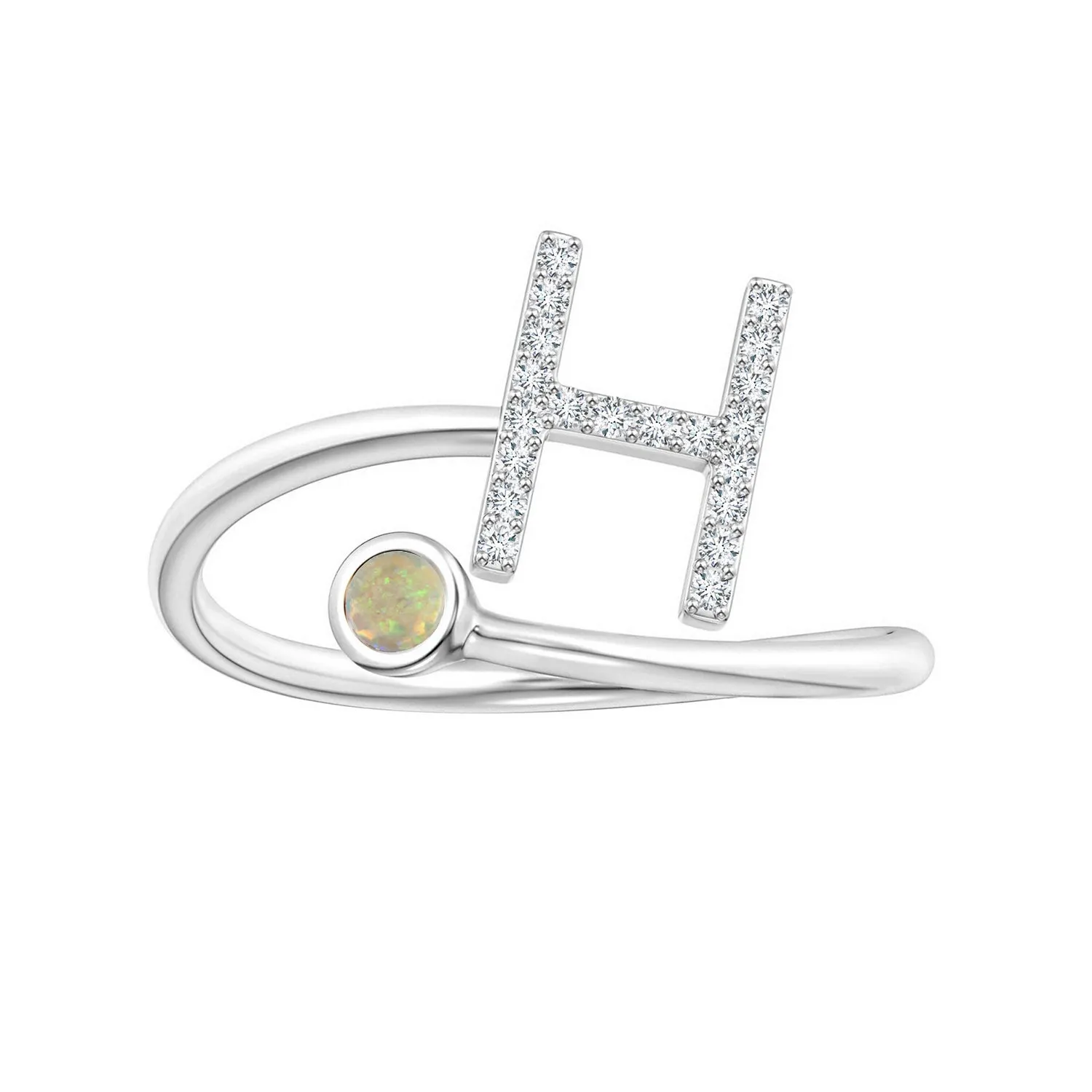 Initials Ethiopian Opal Alphabet Ring