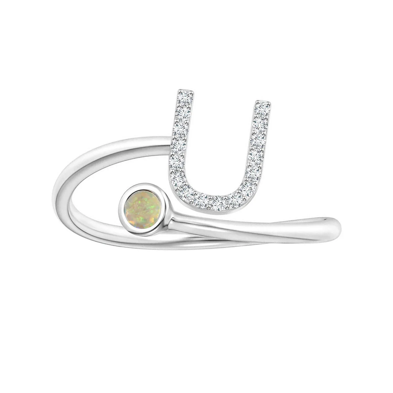 Initials Ethiopian Opal Alphabet Ring