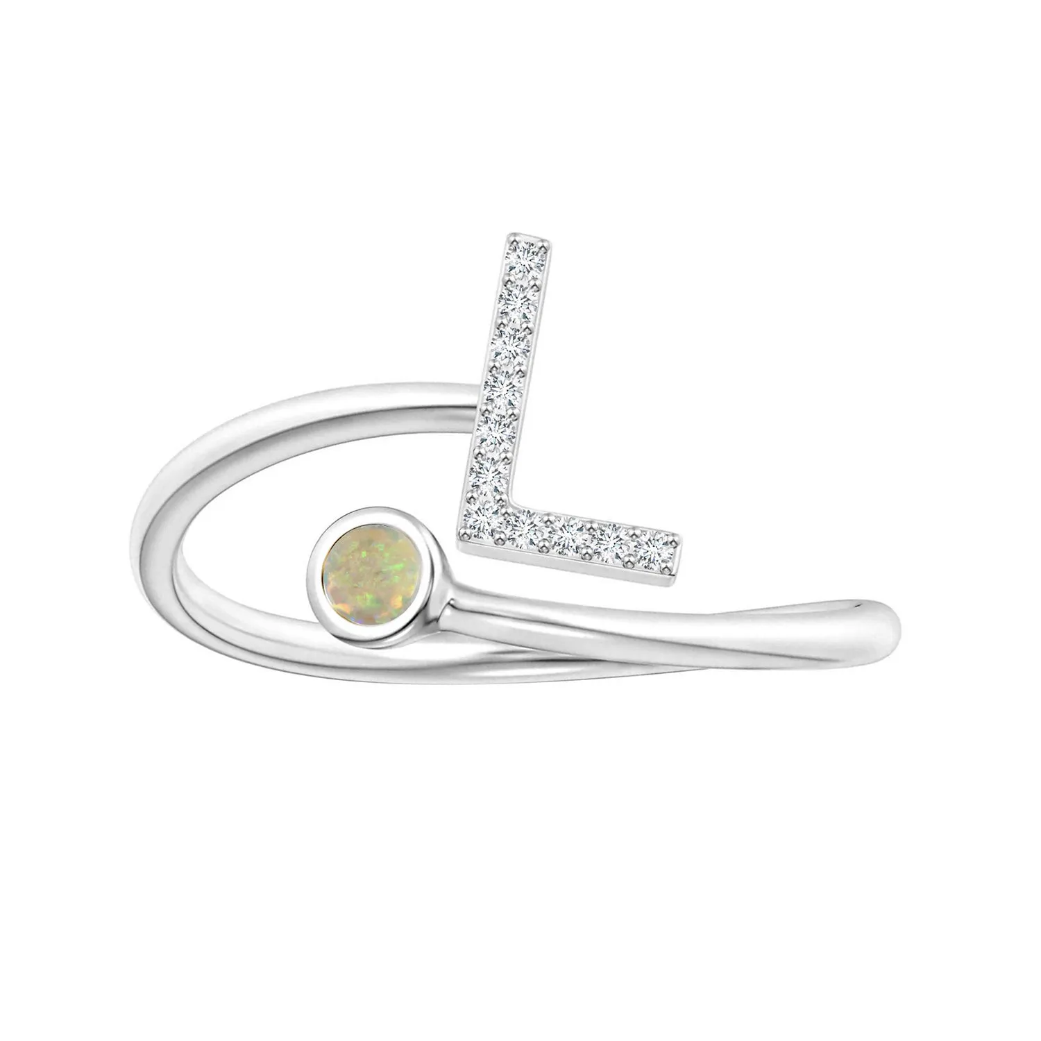 Initials Ethiopian Opal Alphabet Ring
