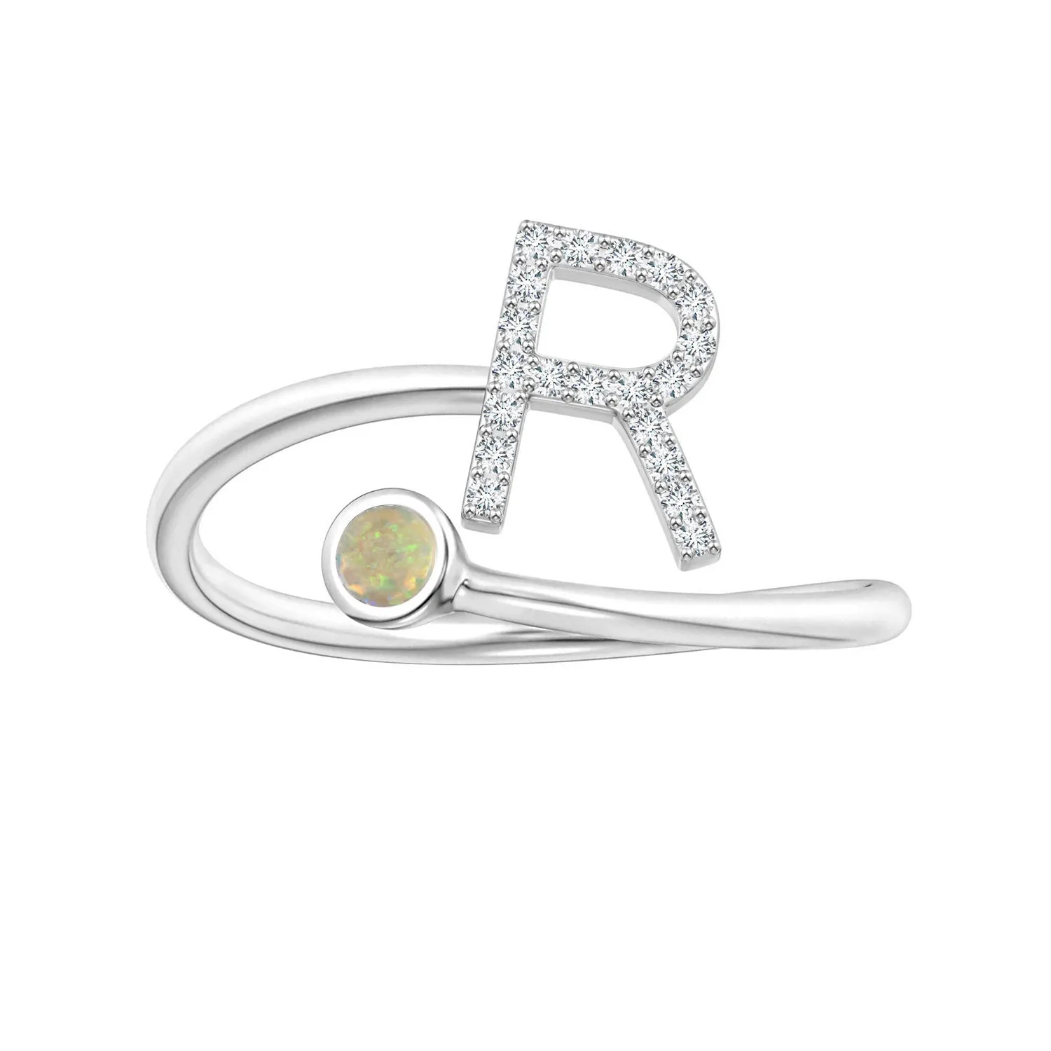 Initials Ethiopian Opal Alphabet Ring