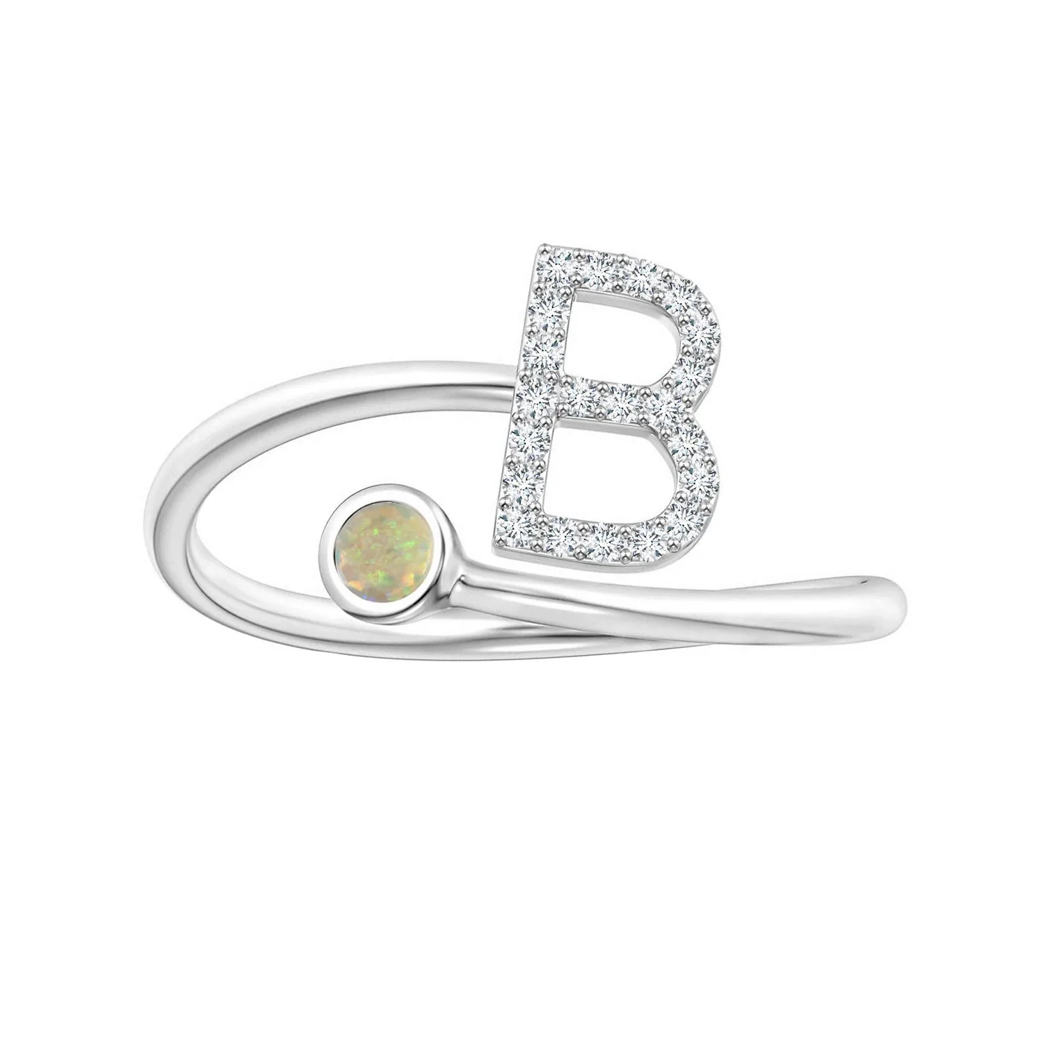 Initials Ethiopian Opal Alphabet Ring
