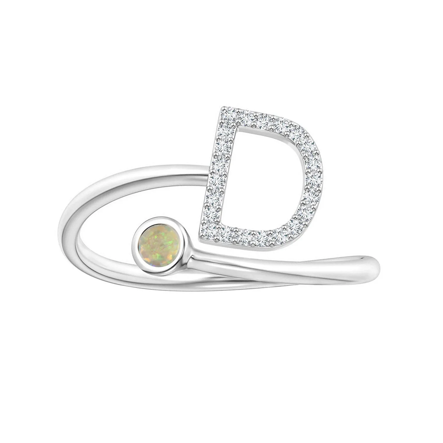 Initials Ethiopian Opal Alphabet Ring