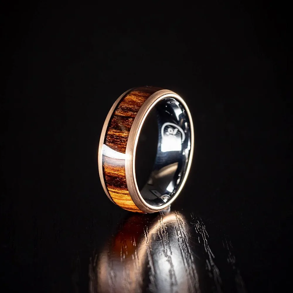 Iron Man Oval - Walnut Wood Men's Tungsten Ring