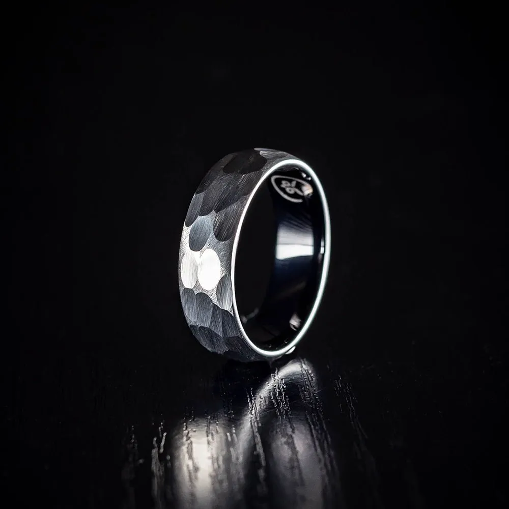 Jax - Brushed Hammered Men's Tungsten Ring