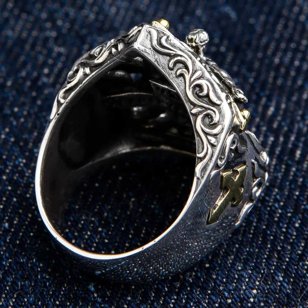Jesus Crucifix Sterling Silver Biker Ring