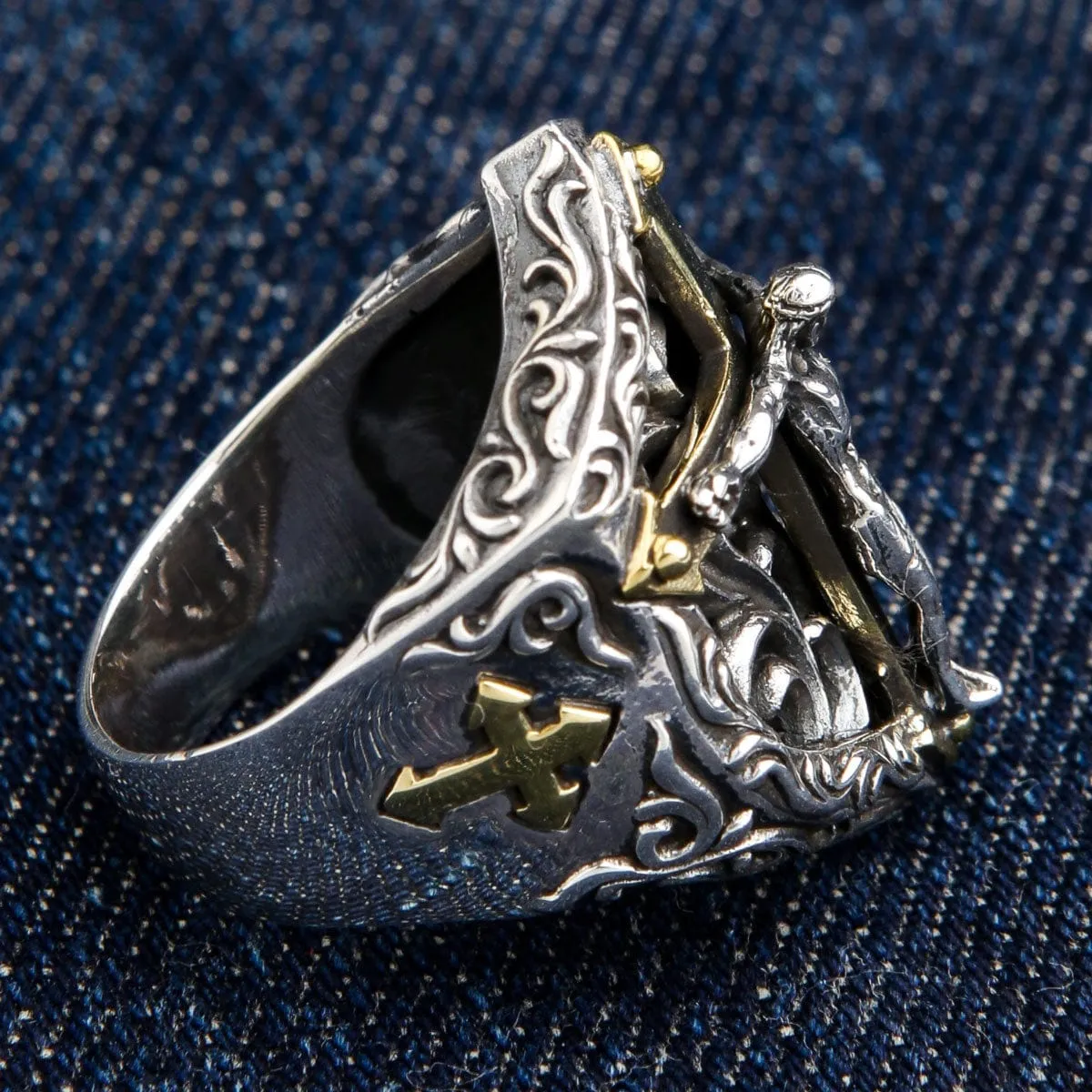 Jesus Crucifix Sterling Silver Biker Ring