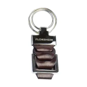 KEY RING METAL AND LEATHER BROWN