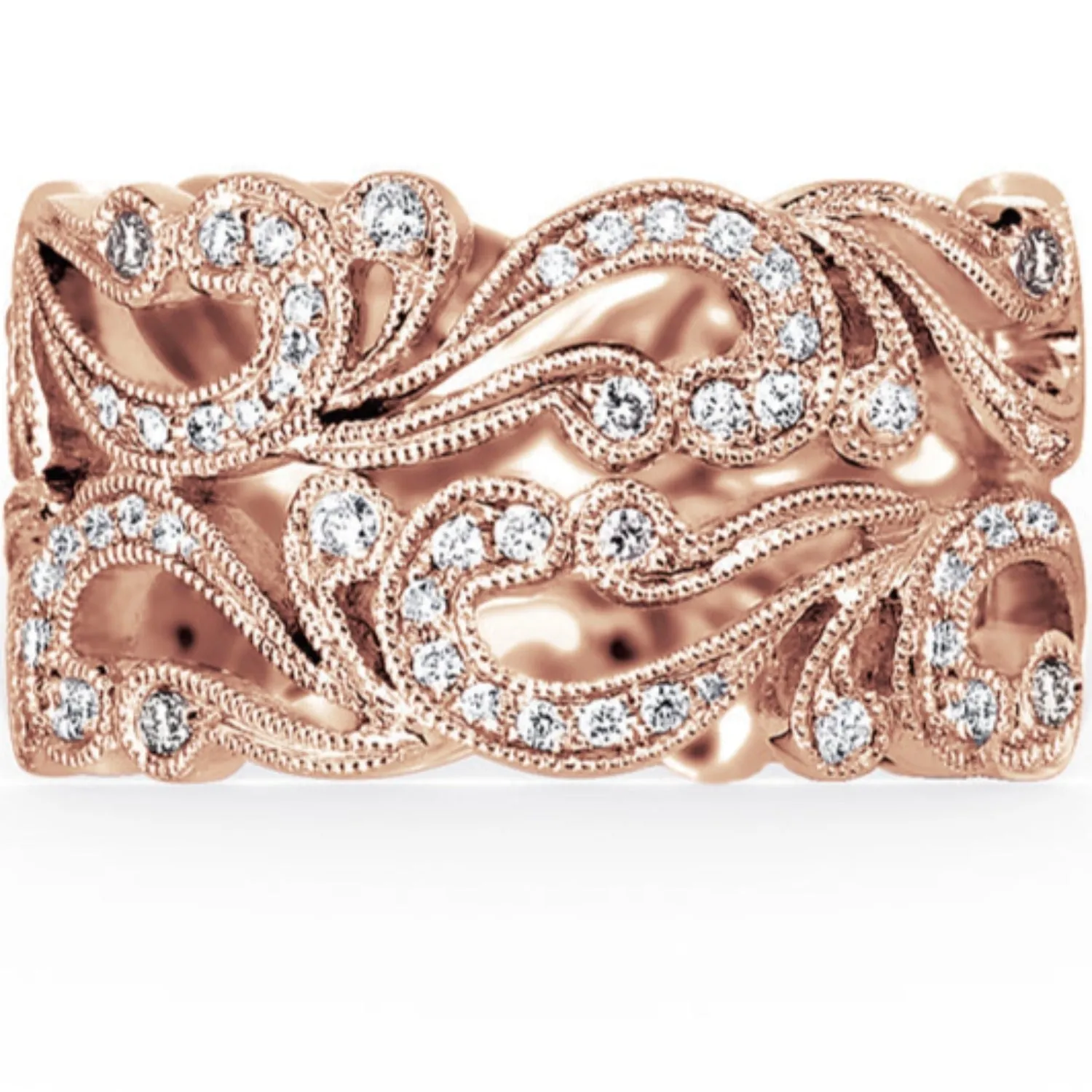Kirk Kara "Angelique" Tri-Color Scrollwork Filigree Diamond Anniversary Ring