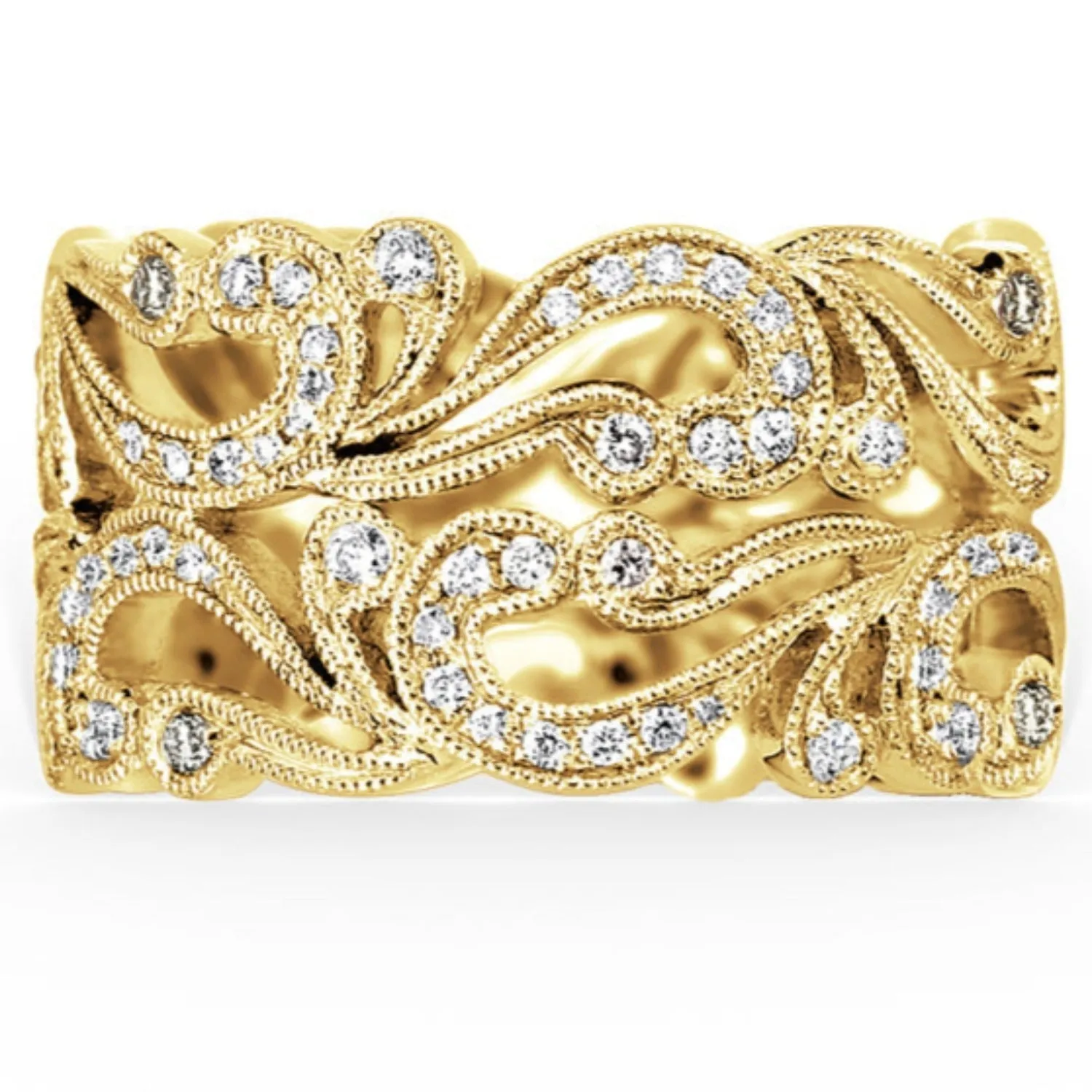 Kirk Kara "Angelique" Tri-Color Scrollwork Filigree Diamond Anniversary Ring
