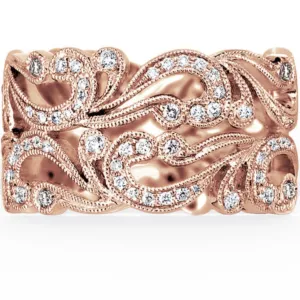 Kirk Kara "Angelique" Tri-Color Scrollwork Filigree Diamond Anniversary Ring