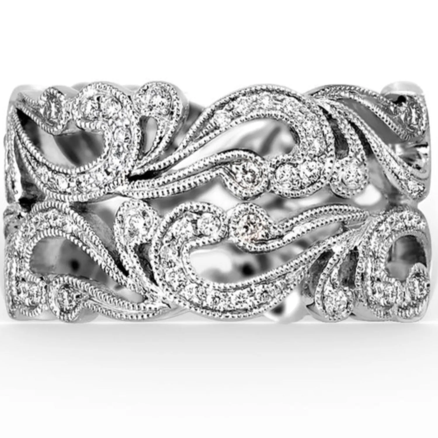 Kirk Kara "Angelique" Tri-Color Scrollwork Filigree Diamond Anniversary Ring