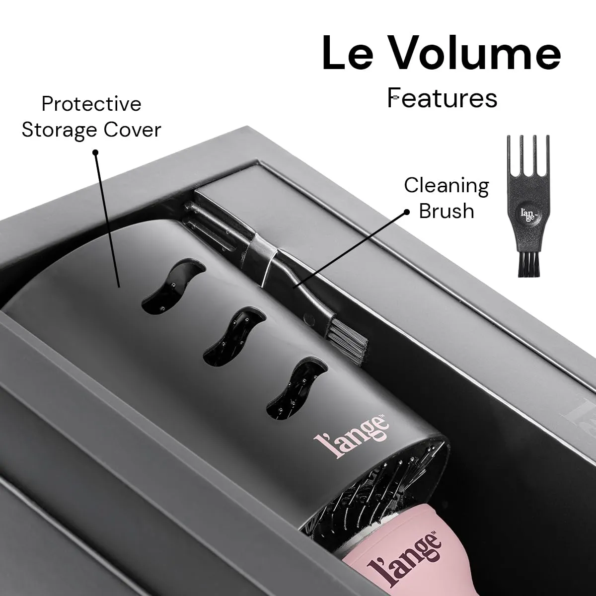 L'ANGE HAIR Le Volume 2-in-1 Titanium Blow Dryer Brush | Hot Air Brush in One with Oval Barrel | Hair Styler for Smooth, Frizz-Free Results for All Hair Types (Blush - 75 mm)