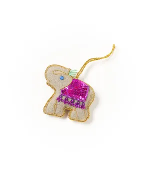 Larissa Plush Elephant Felt Ornament - Hand Embroidered by Matr Boomie