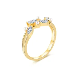 Leaf Vine Pearl Engagement Ring Nature's Grace Collection