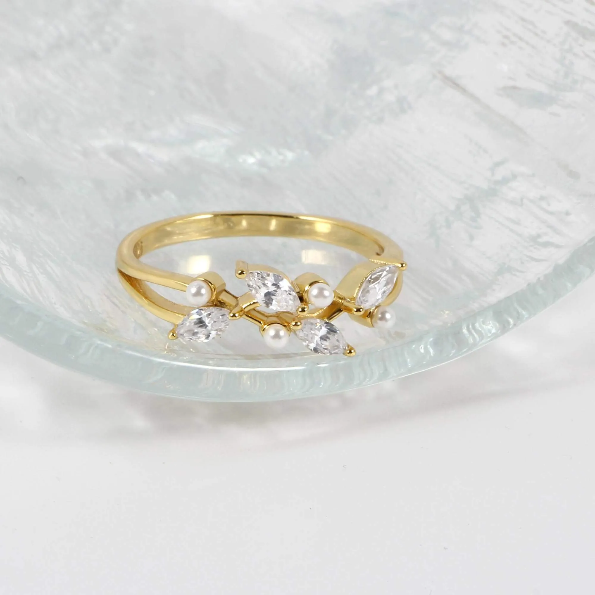 Leaf Vine Pearl Engagement Ring Nature's Grace Collection