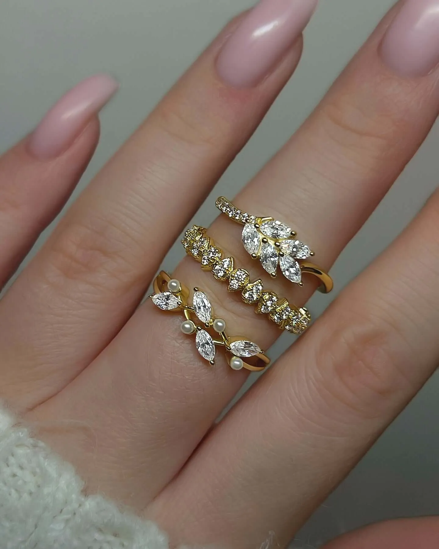 Leaf Vine Pearl Engagement Ring Nature's Grace Collection