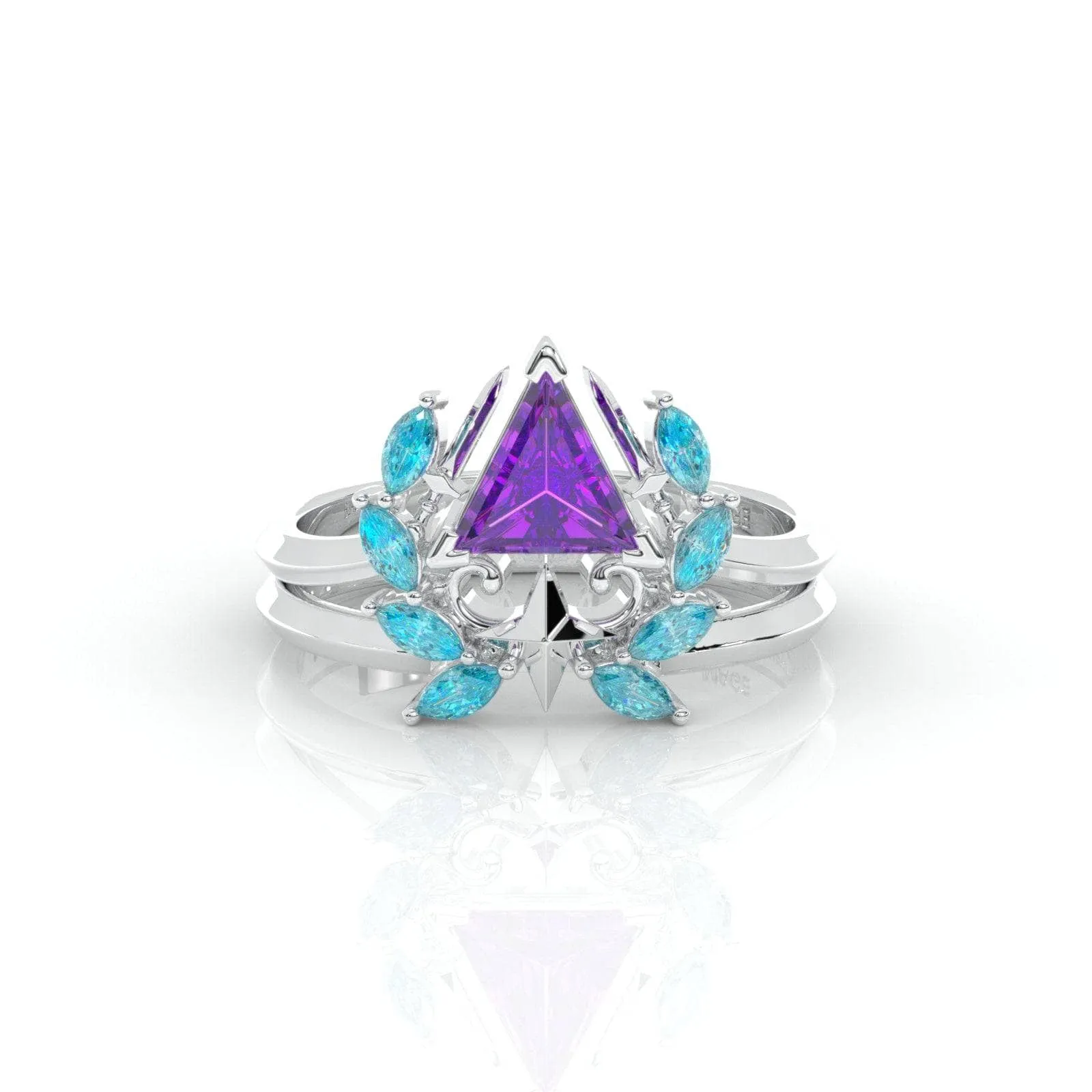 Light Mage Ring Set- 14k Rose Gold Video Game Inspired Rings