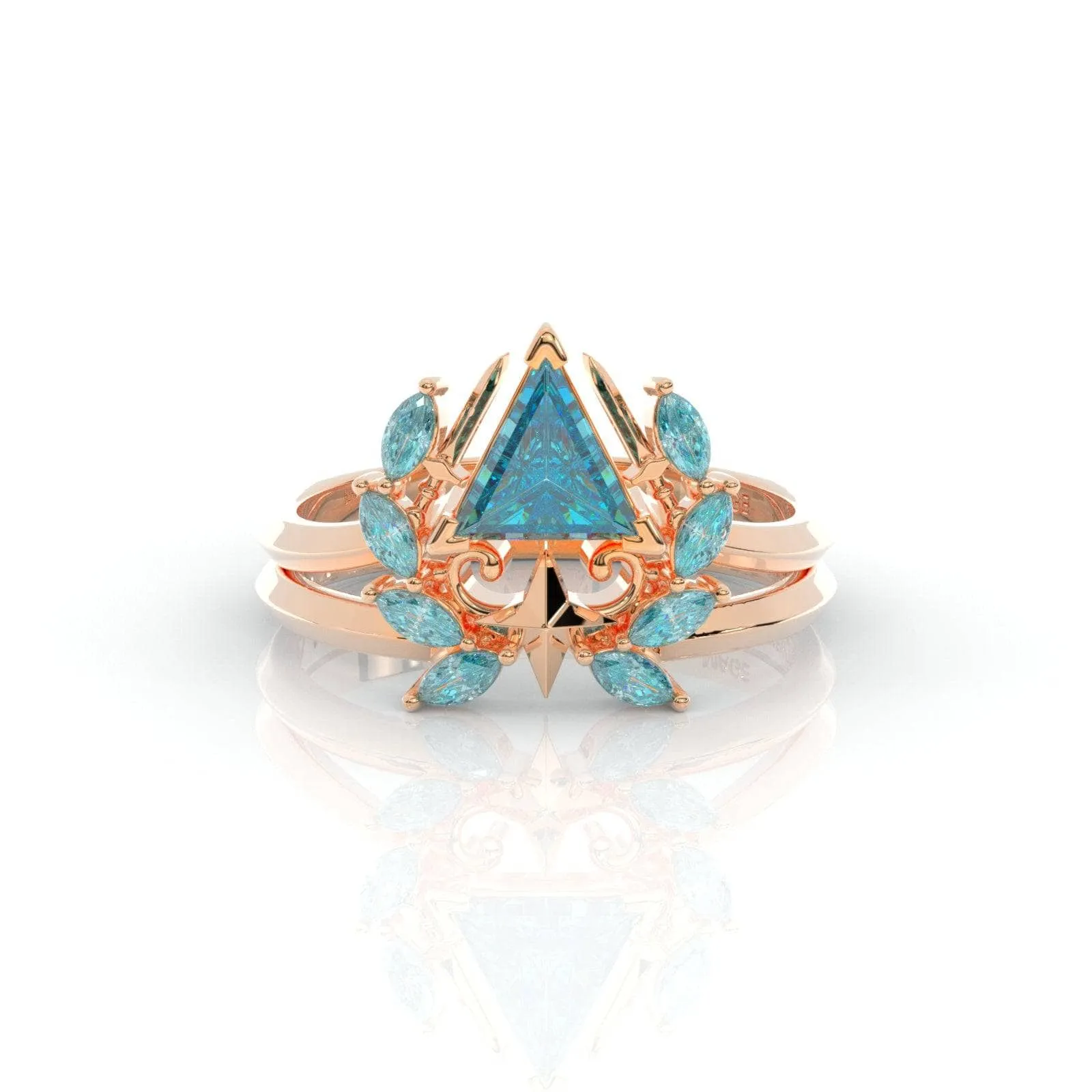 Light Mage Ring Set- 14k Rose Gold Video Game Inspired Rings
